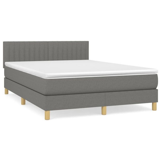 vidaXL Boxspringbett Boxspringbett mit Matratze Dunkelgrau 140x200 cm Stoff günstig online kaufen