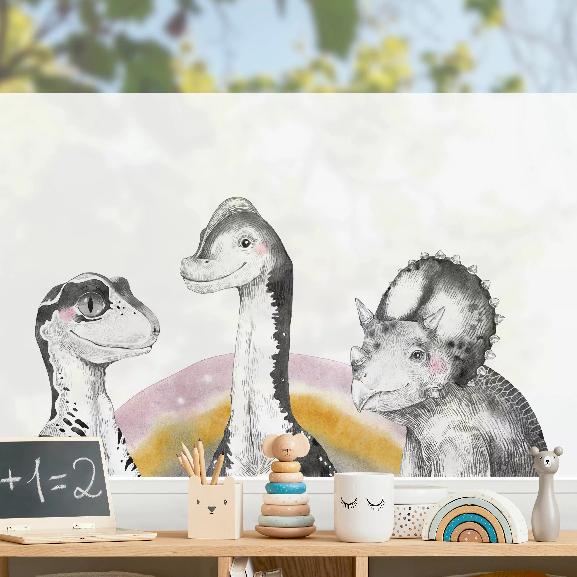 Fensterfolie Regenbogen Dino Set günstig online kaufen