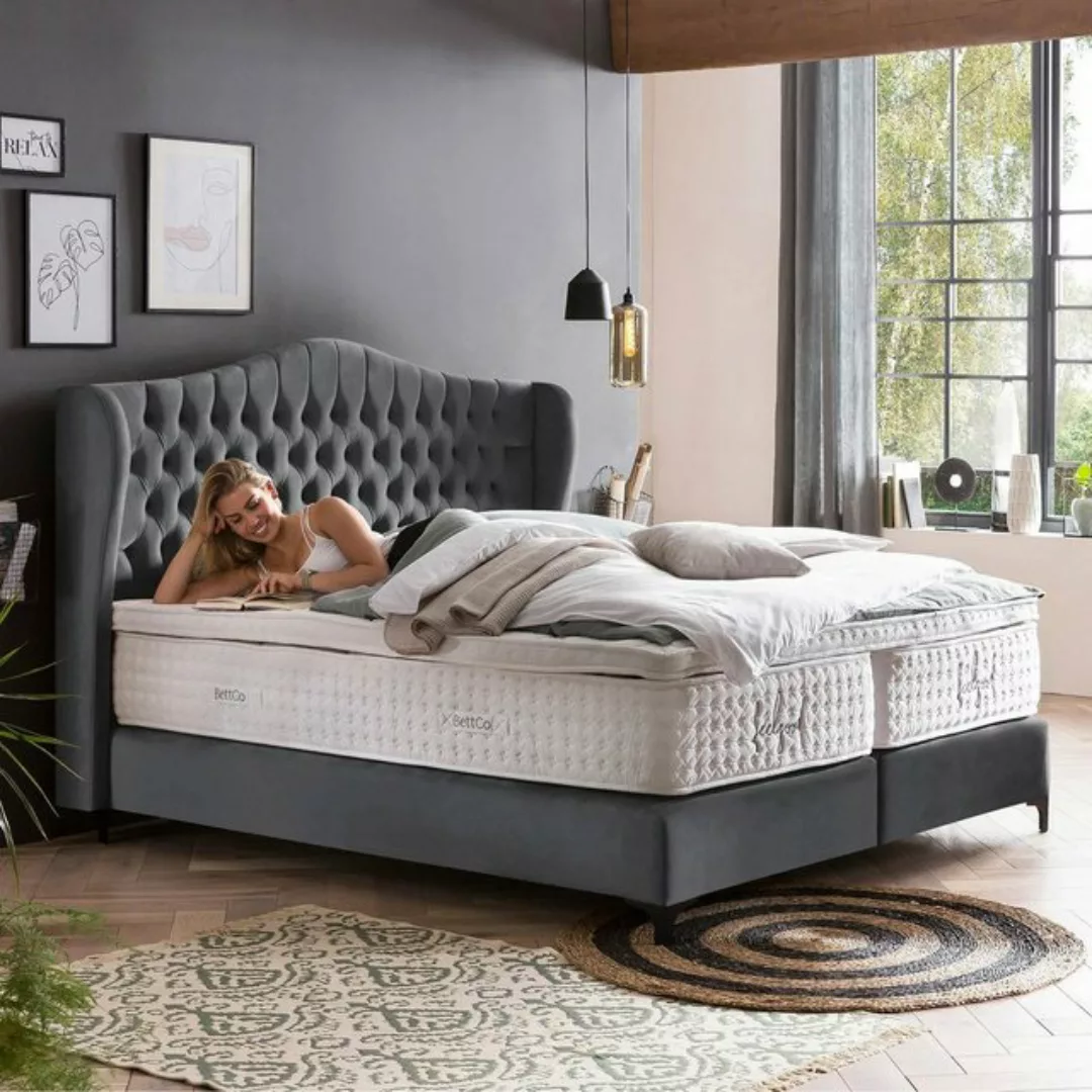 BettCo Boxspringbett Maison (180 x 200 cm, in Dunkelgrau Velours), Chesterf günstig online kaufen