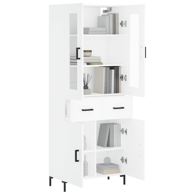 vidaXL Vitrine Highboard Weiß 69,5x34x180 cm Spanplatte Glas Vitrine günstig online kaufen