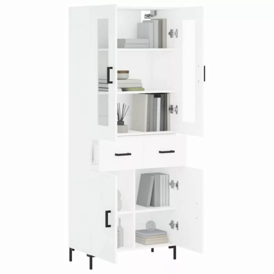 vidaXL Vitrine Highboard Weiß 69,5x34x180 cm Spanplatte Glas Vitrine günstig online kaufen