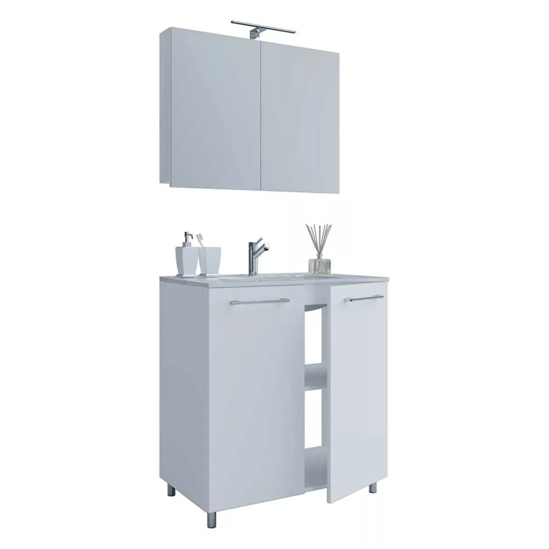 Waschplatz Set mit Becken weiß in modernem Design 60 oder 80 cm breit (zwei günstig online kaufen