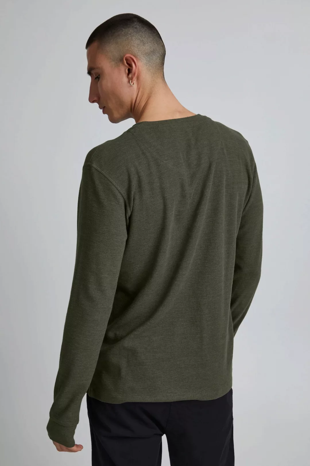 Blend Longsleeve Langarm Basic Shirt Grandad Strickpullover mit Knöpfen BHN günstig online kaufen