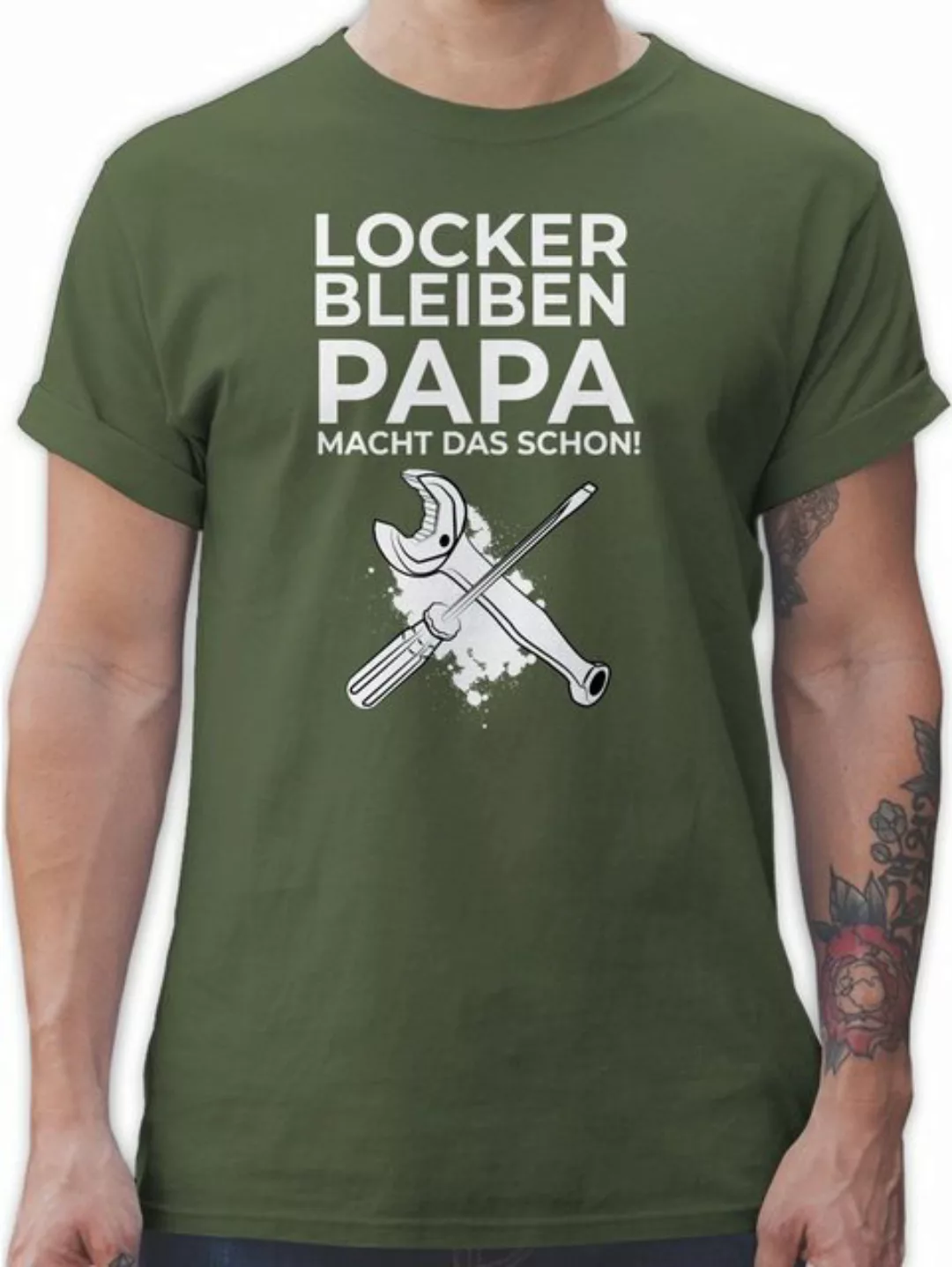 Shirtracer T-Shirt Locker bleiben Papa macht das schon Werkzeug Handwerker günstig online kaufen