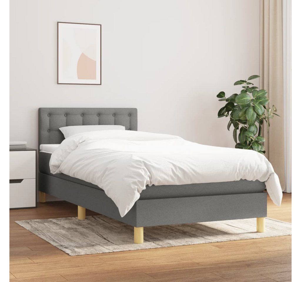 vidaXL Boxspringbett Boxspringbett mit Matratze Dunkelgrau 100x200 cm Stoff günstig online kaufen