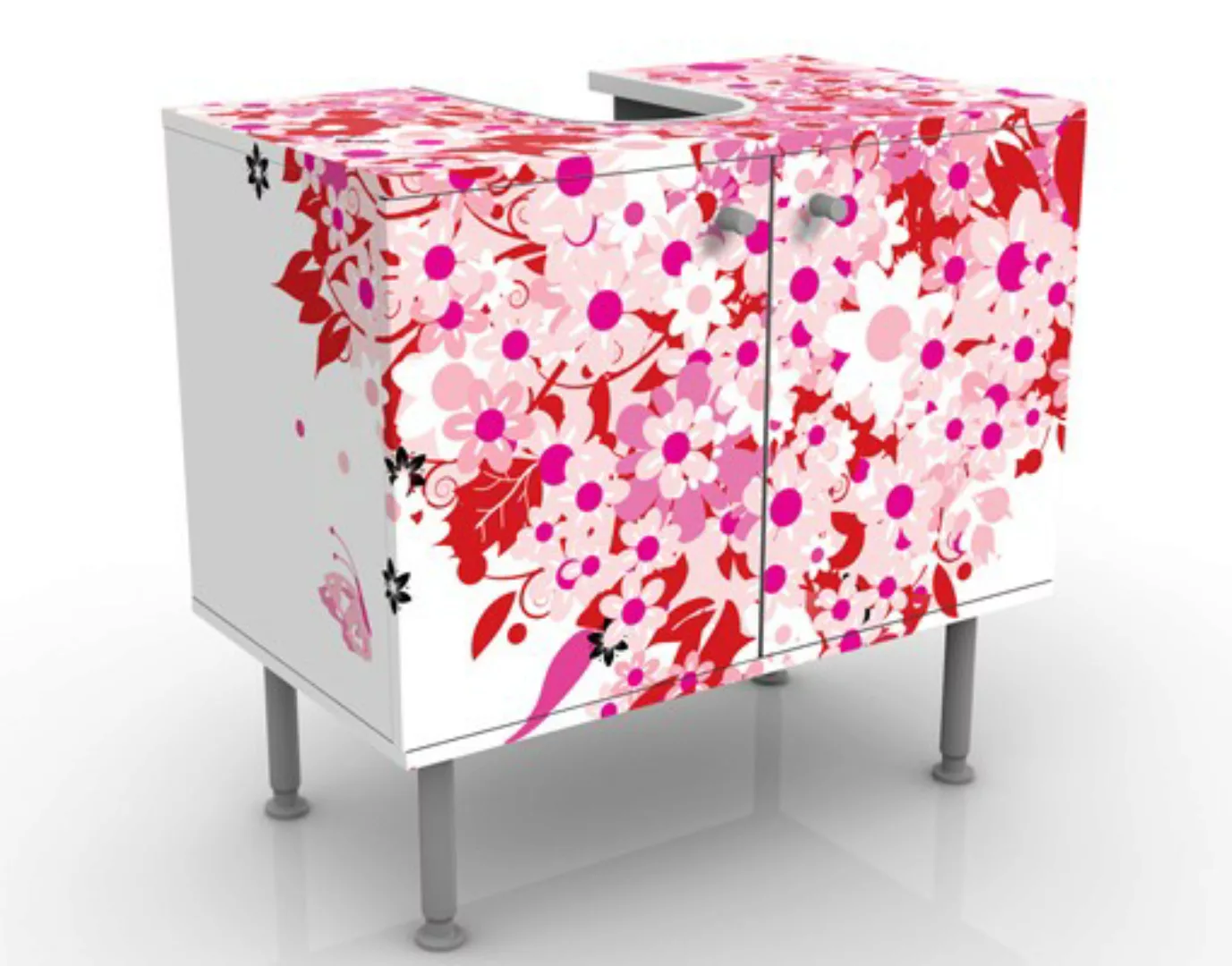 Waschbeckenunterschrank Muster & Textur Floral Retro Heart günstig online kaufen