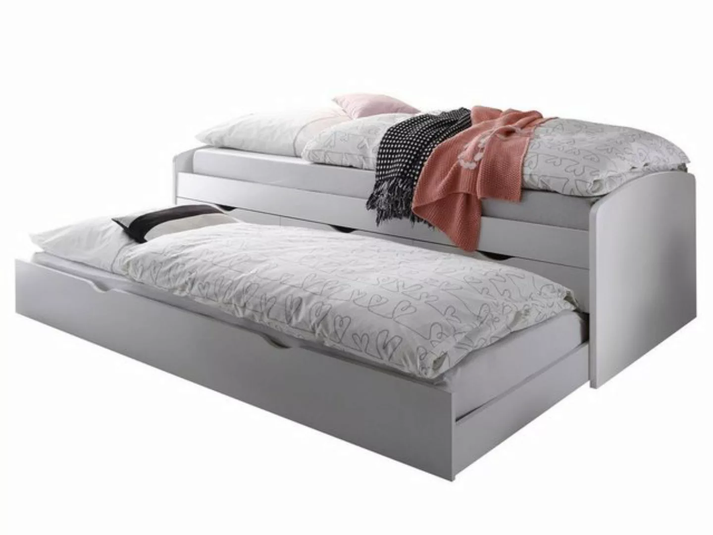 möbelando Bett Georgina, Modernes Bett aus Spanplatte in Weiß mit 3 Schubkä günstig online kaufen