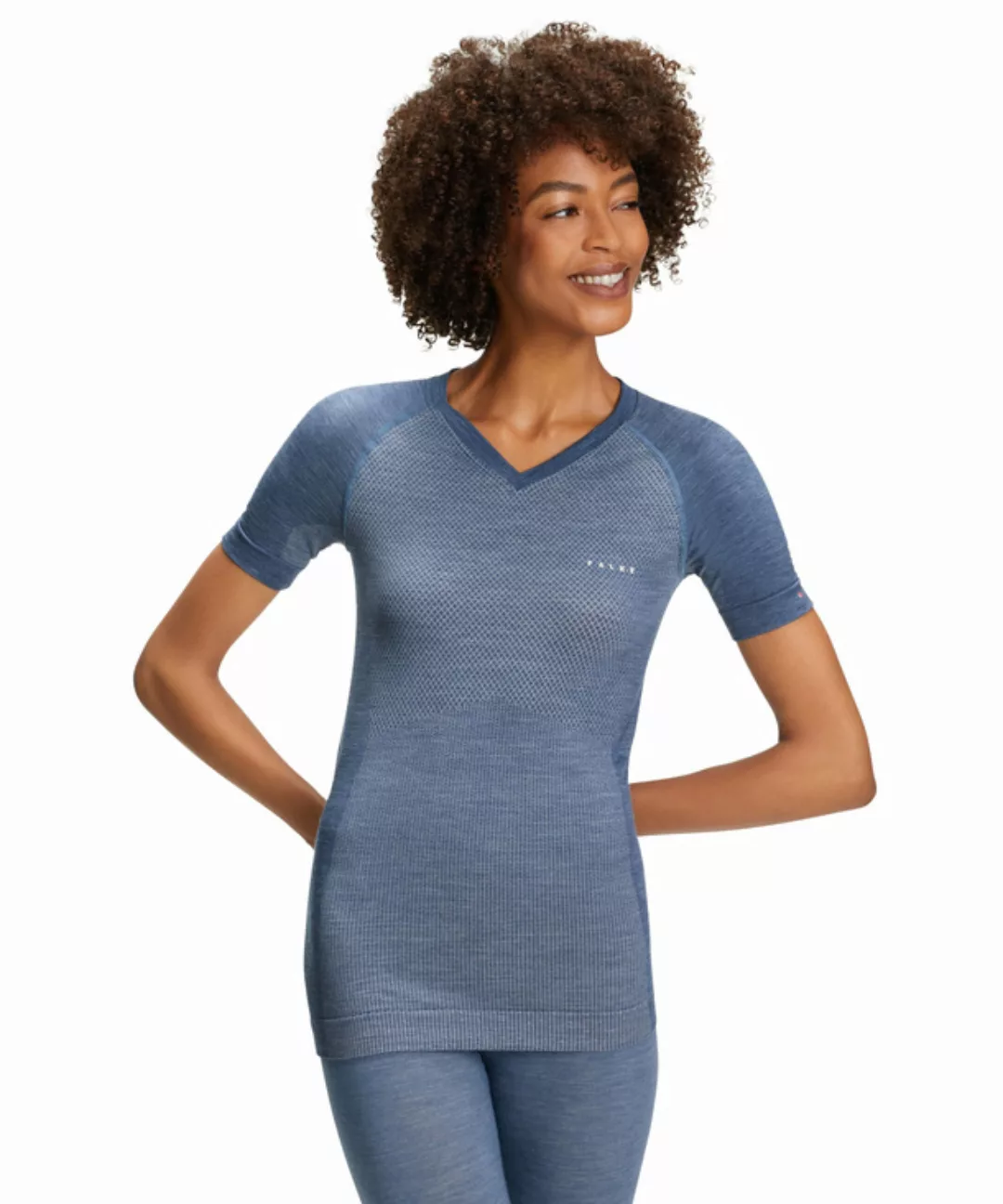 FALKE Damen Kurzarmshirt Wool-Tech Light, S, Blau, Uni, Schurwolle, 33460-6 günstig online kaufen