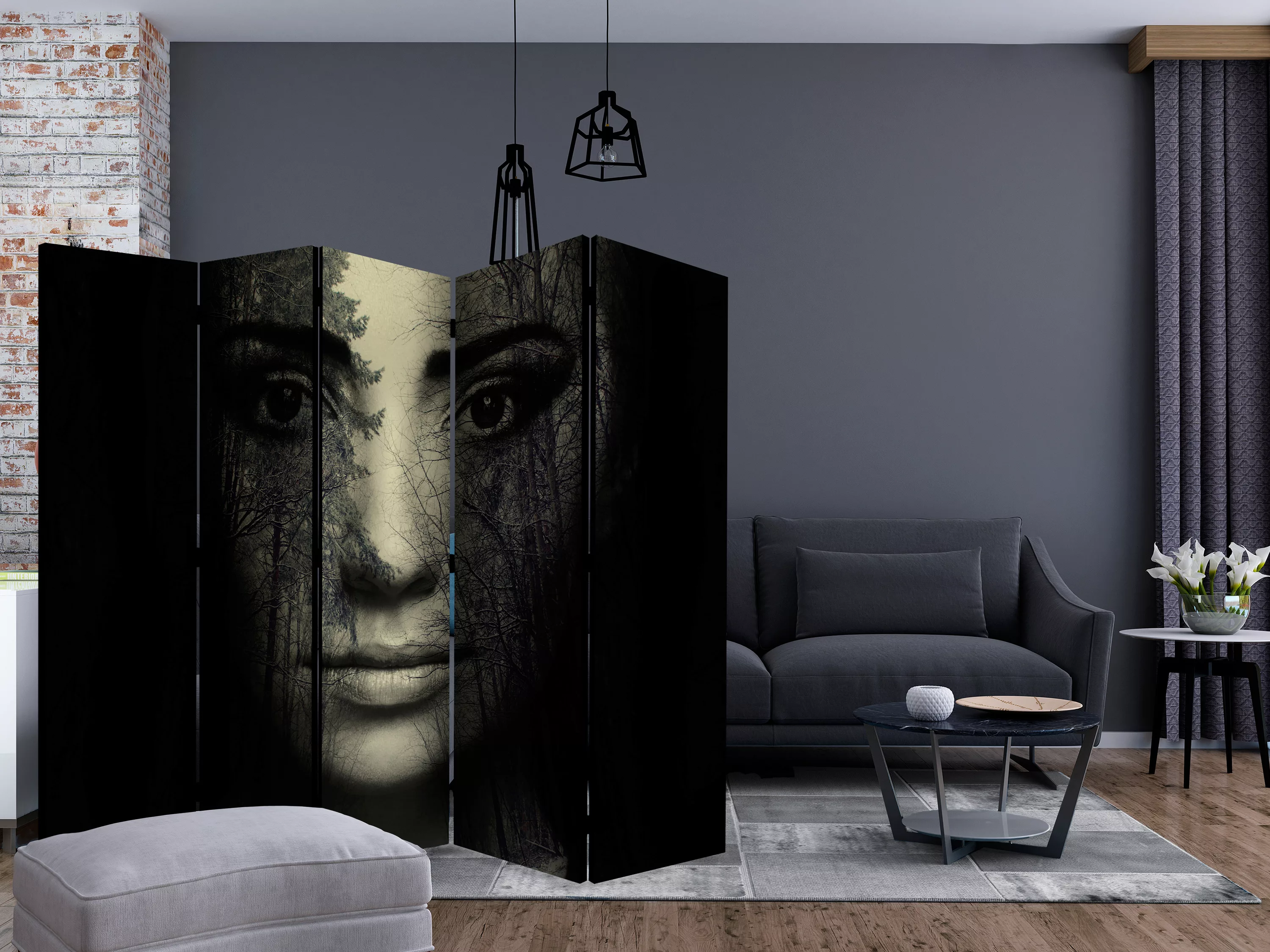 5-teiliges Paravent - Forest Mask Ii [room Dividers] günstig online kaufen