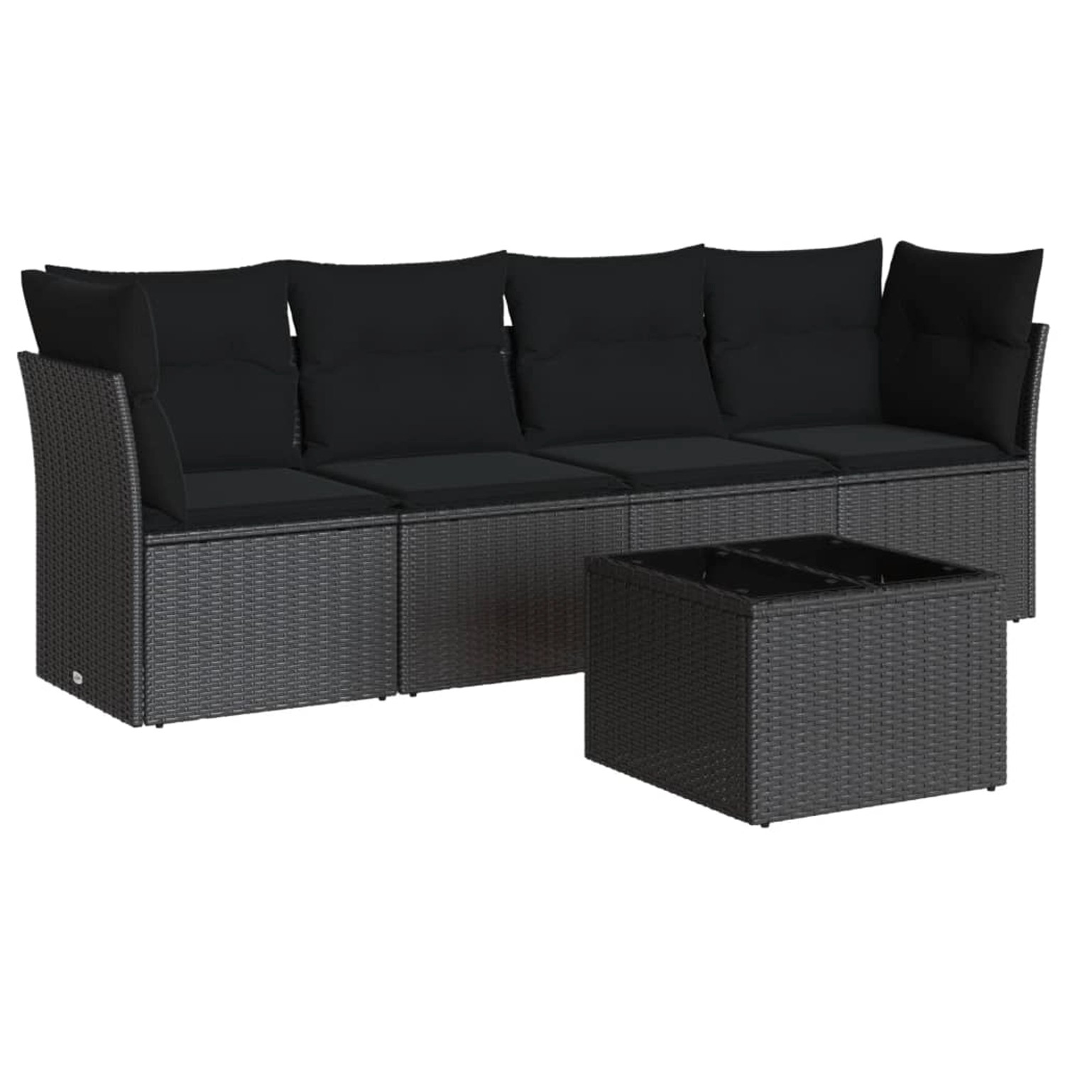 vidaXL 5-tlg Garten-Sofagarnitur mit Kissen Schwarz Poly Rattan Modell 22 günstig online kaufen