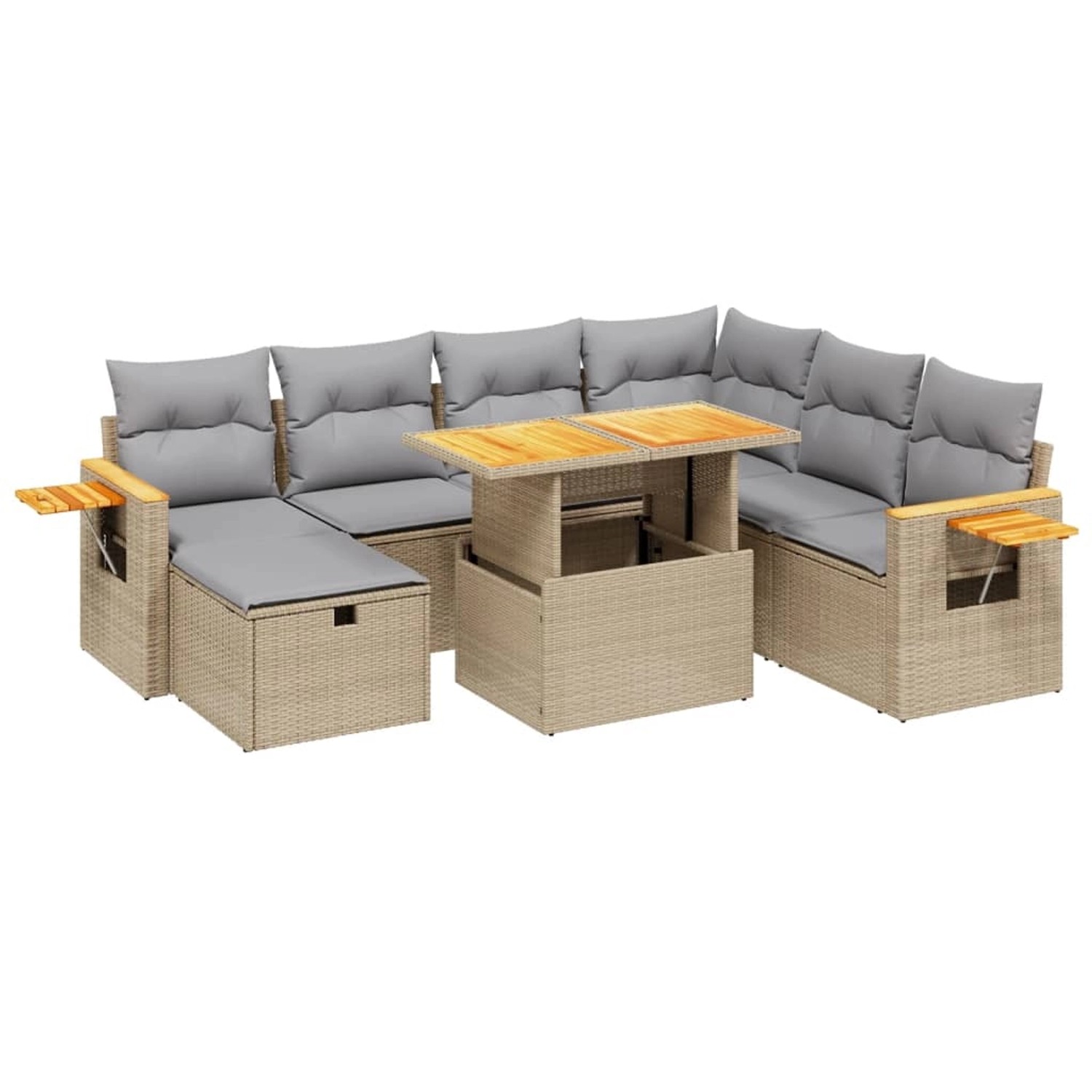 vidaXL 8-tlg Garten-Sofagarnitur mit Kissen Beige Poly Rattan Modell 339 günstig online kaufen