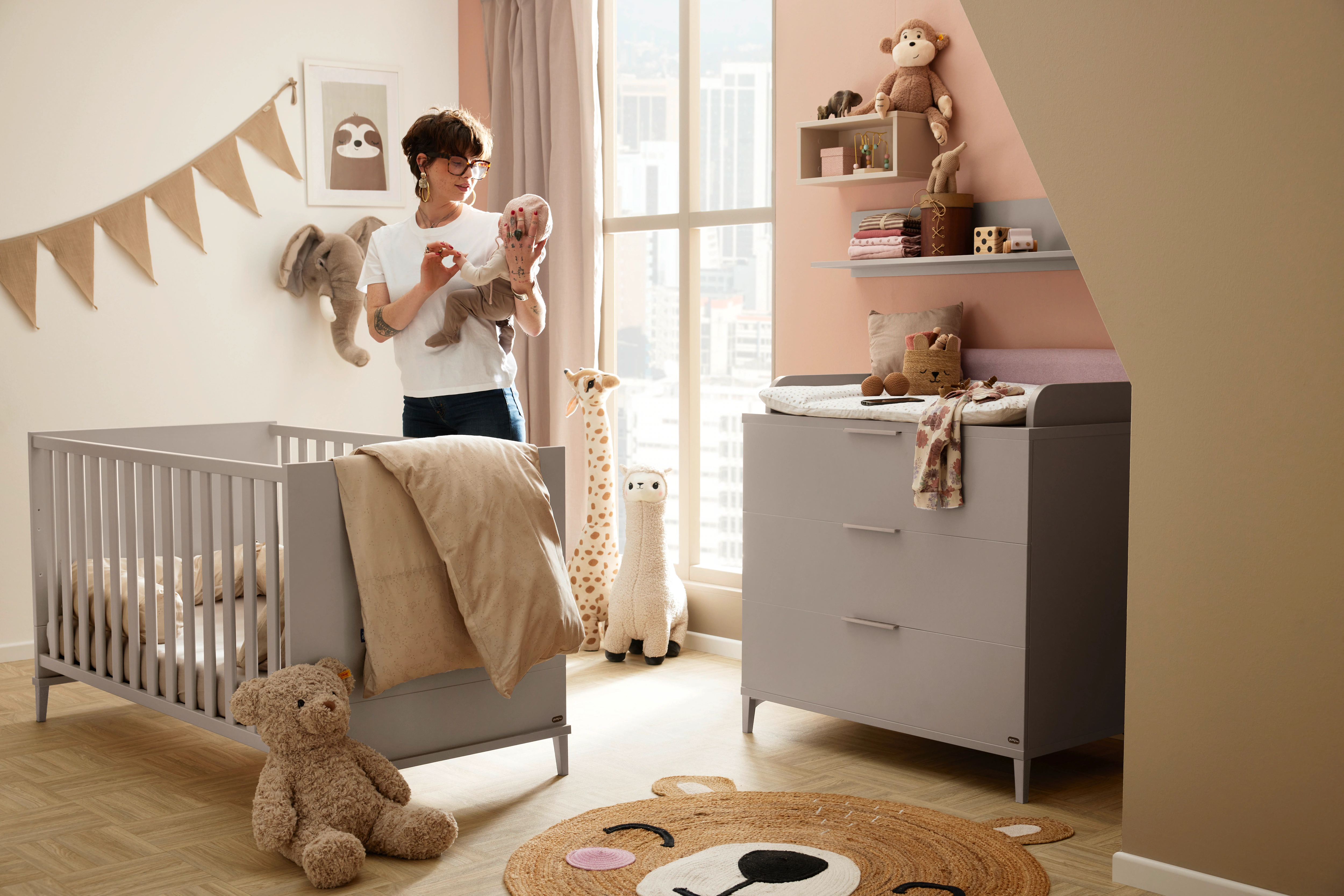 YUNY by PAIDI Babybett "BROTHER STU in Taupe", Gitterbett höhenverstellbar, günstig online kaufen