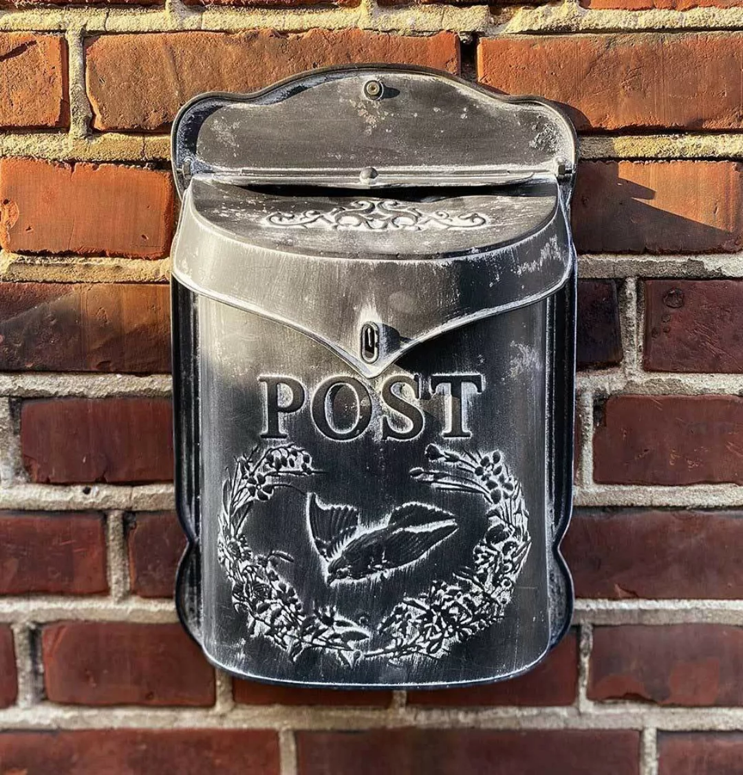 Briefkasten POST Zink schwarz Postkasten mit Brieftaube Vintage Landhaussti günstig online kaufen