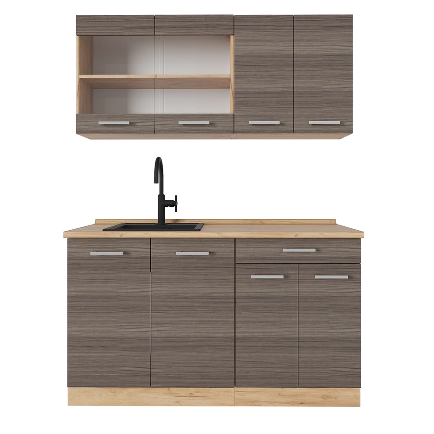 Vicco Küchenzeile R-Line, Edelgrau/Goldkraft Eiche, 140 günstig online kaufen