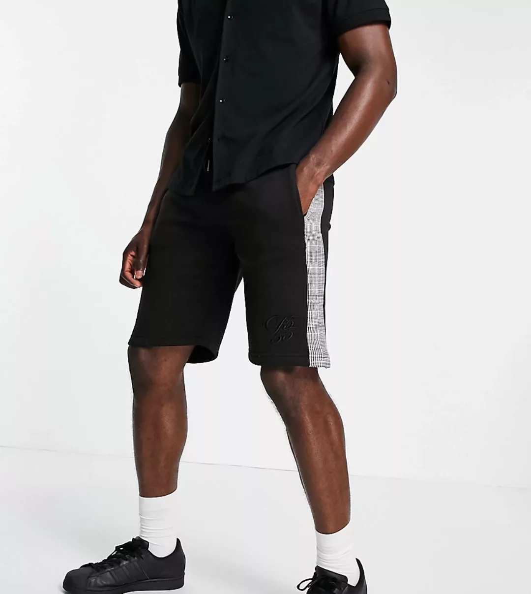 Duke Tall – Shorts im Bahnendesign mit Stickerei-Schwarz günstig online kaufen