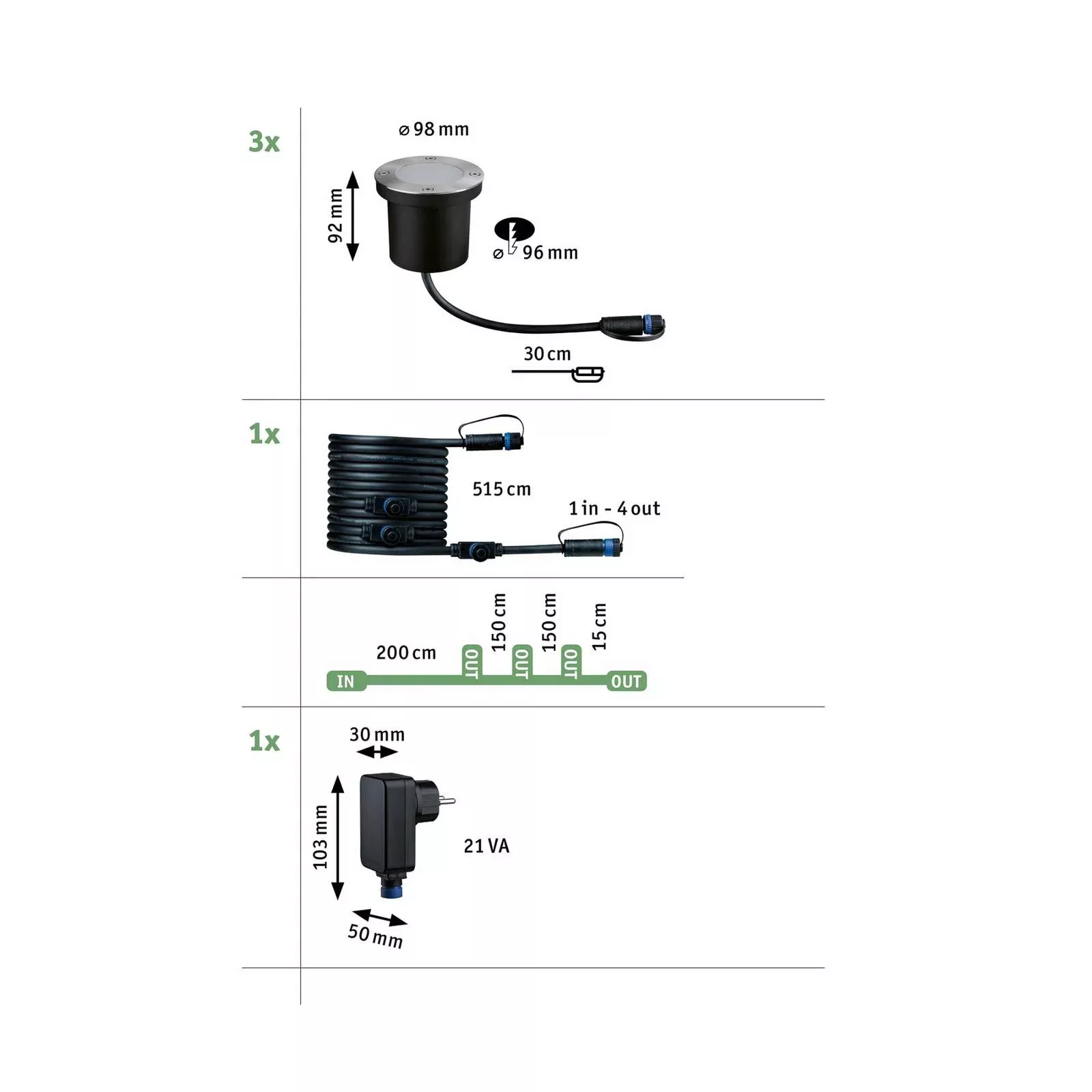 Paulmann LED Einbauleuchte »Plug & Shine Floor Basisset IP67 2200K 3x4,5W A günstig online kaufen