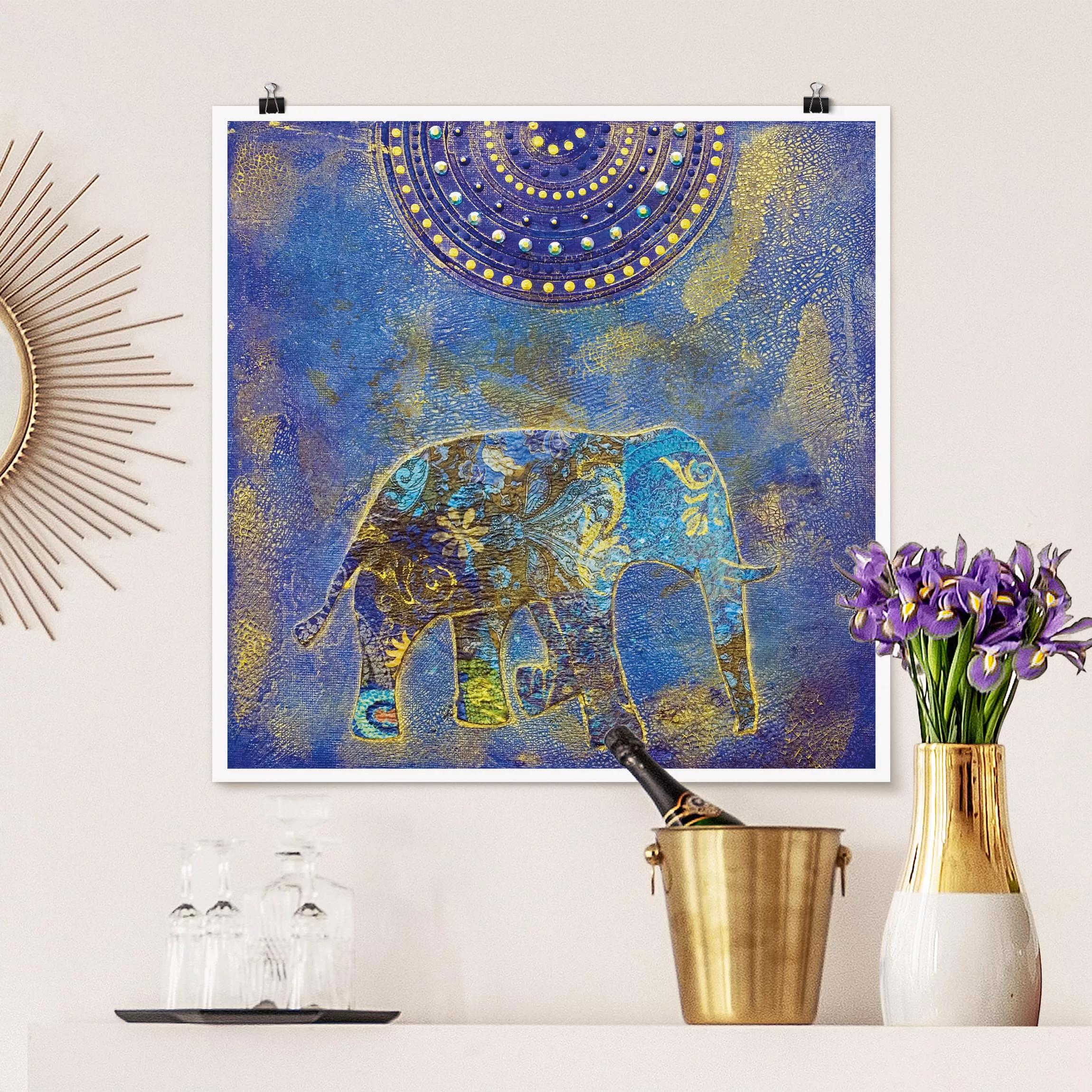 Poster Tiere - Quadrat Elephant in Marrakech günstig online kaufen