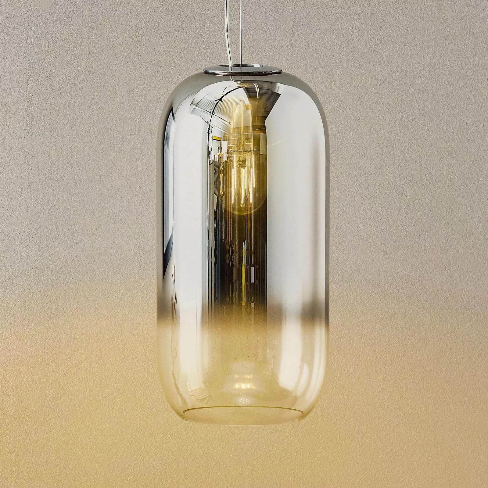 Artemide Gople Glas-Pendelleuchte, silber/silber günstig online kaufen