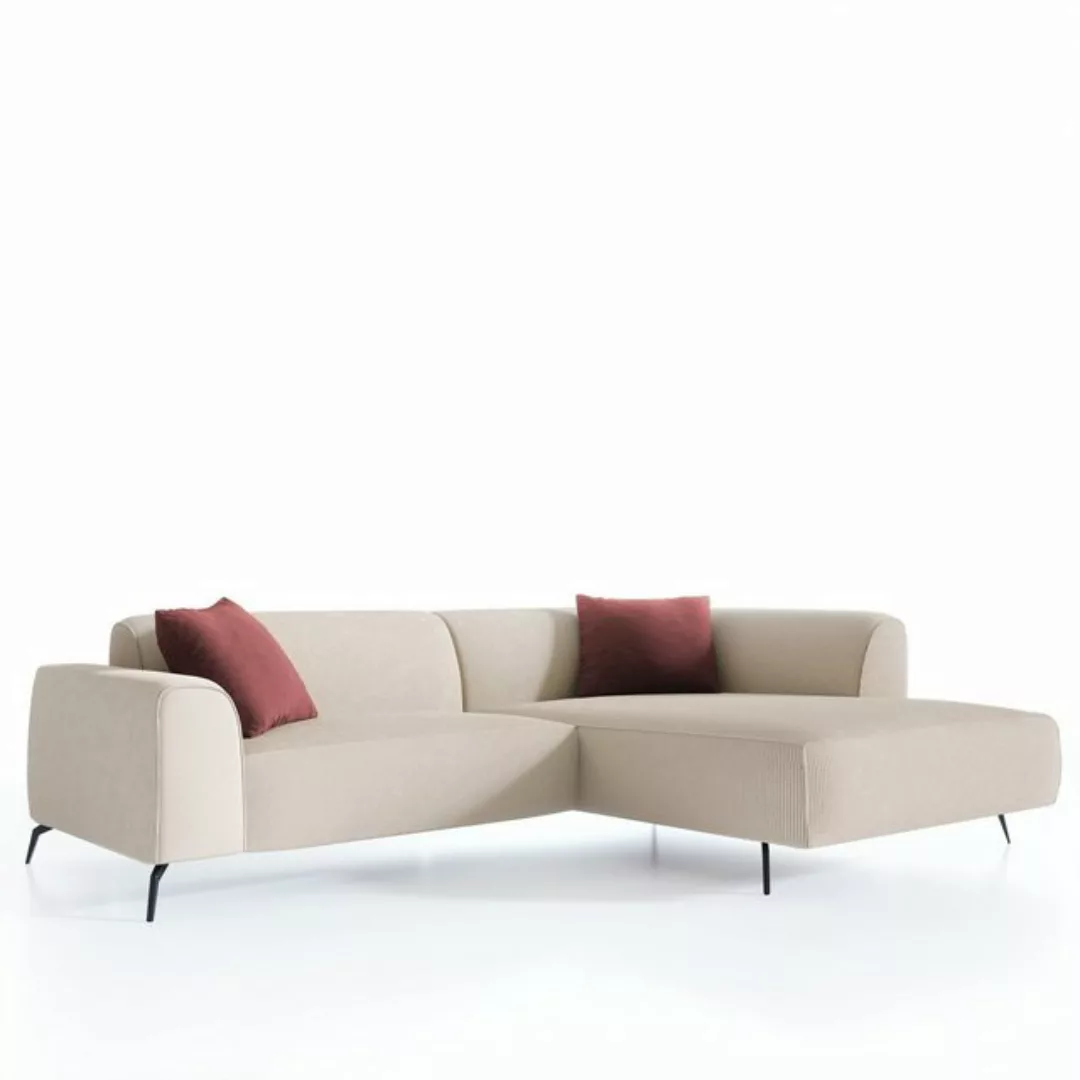 Newroom Ecksofa Luna, cord - Wellenfedern und Schaumkern - beige / creme günstig online kaufen