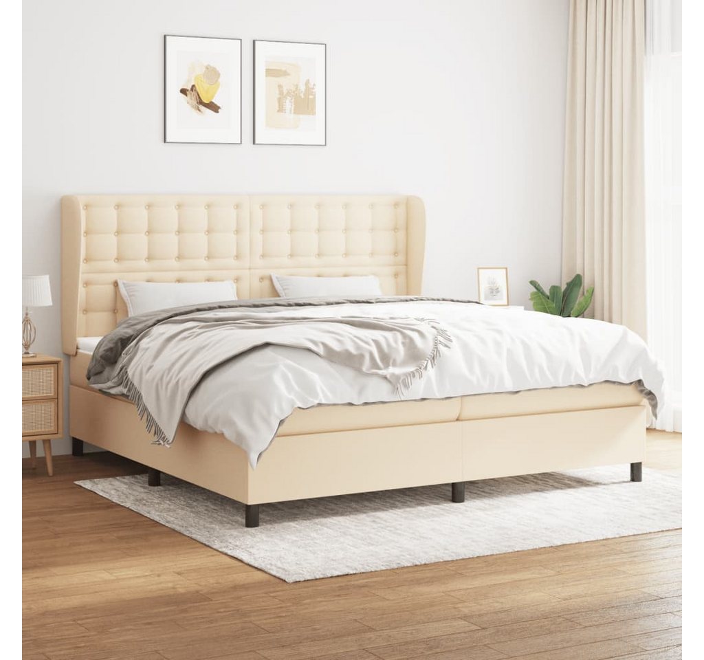 vidaXL Boxspringbett Boxspringbett mit Matratze Creme 200x200 cm Stoff Bett günstig online kaufen