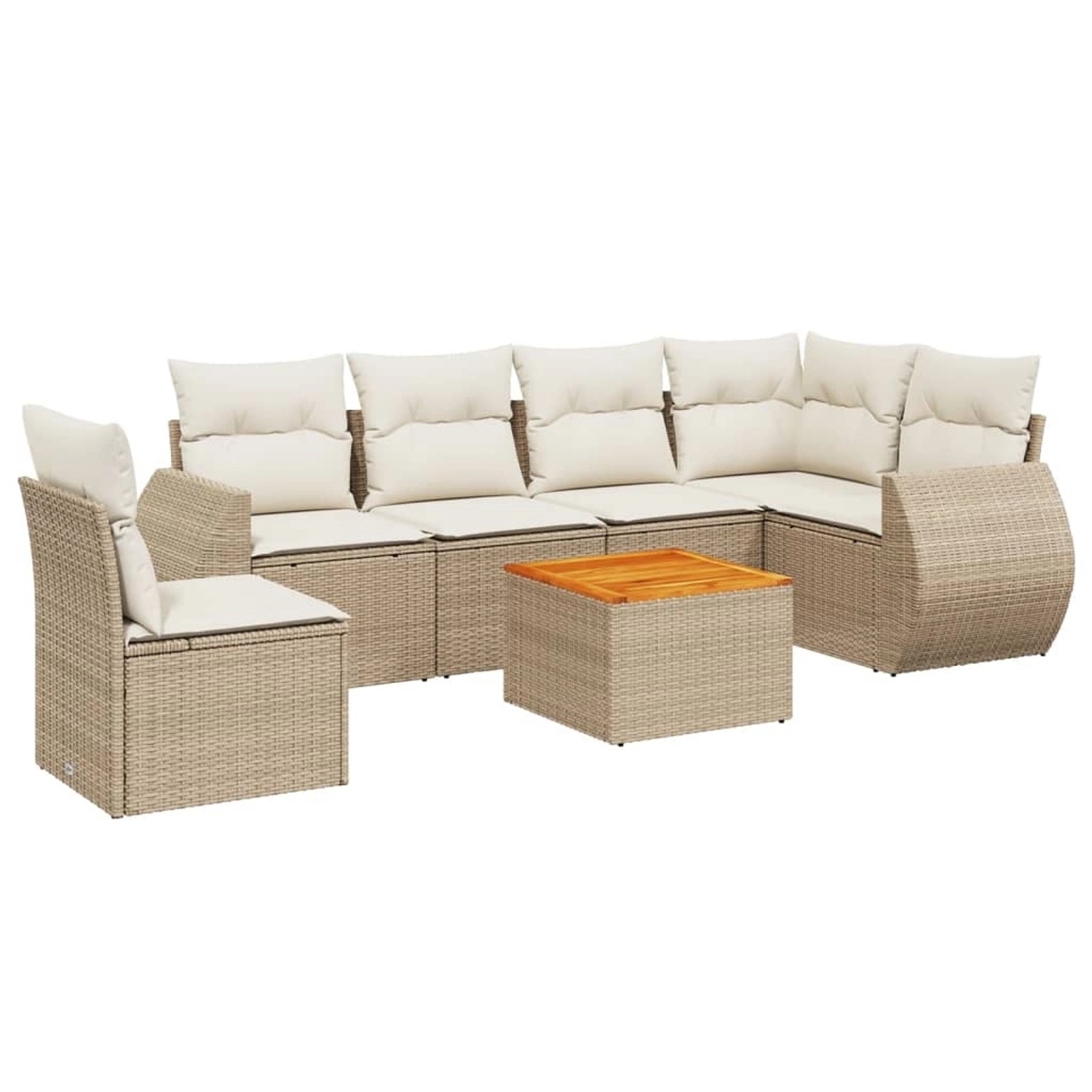 vidaXL 7-Tlg Garten-Sofagarnitur mit Kissen Beige Poly Rattan 3257360 günstig online kaufen