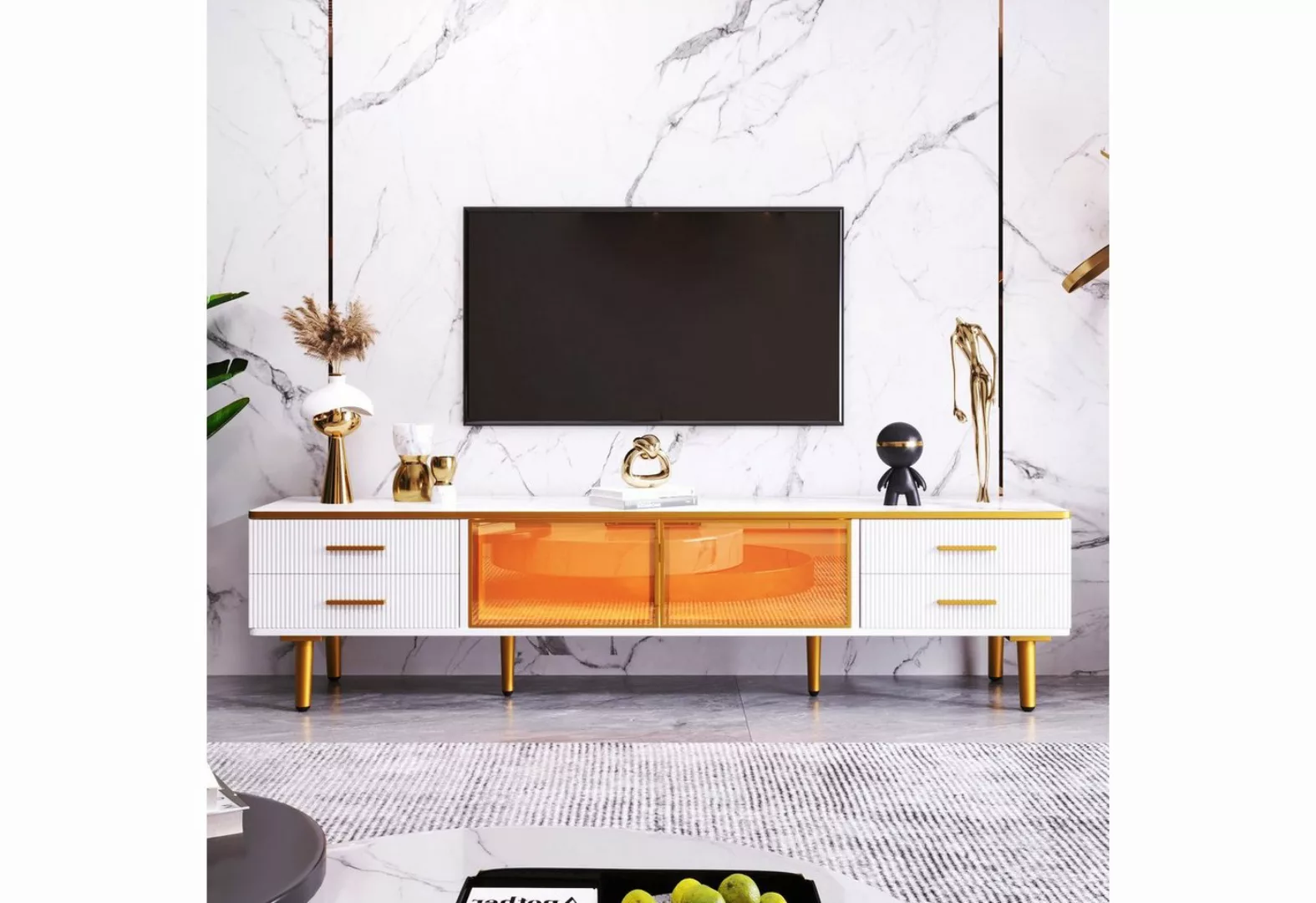 Celya TV-Schrank in Mamoroptik,Modernes TV-Lowboard für Wohnzimmer 170 x 37 günstig online kaufen