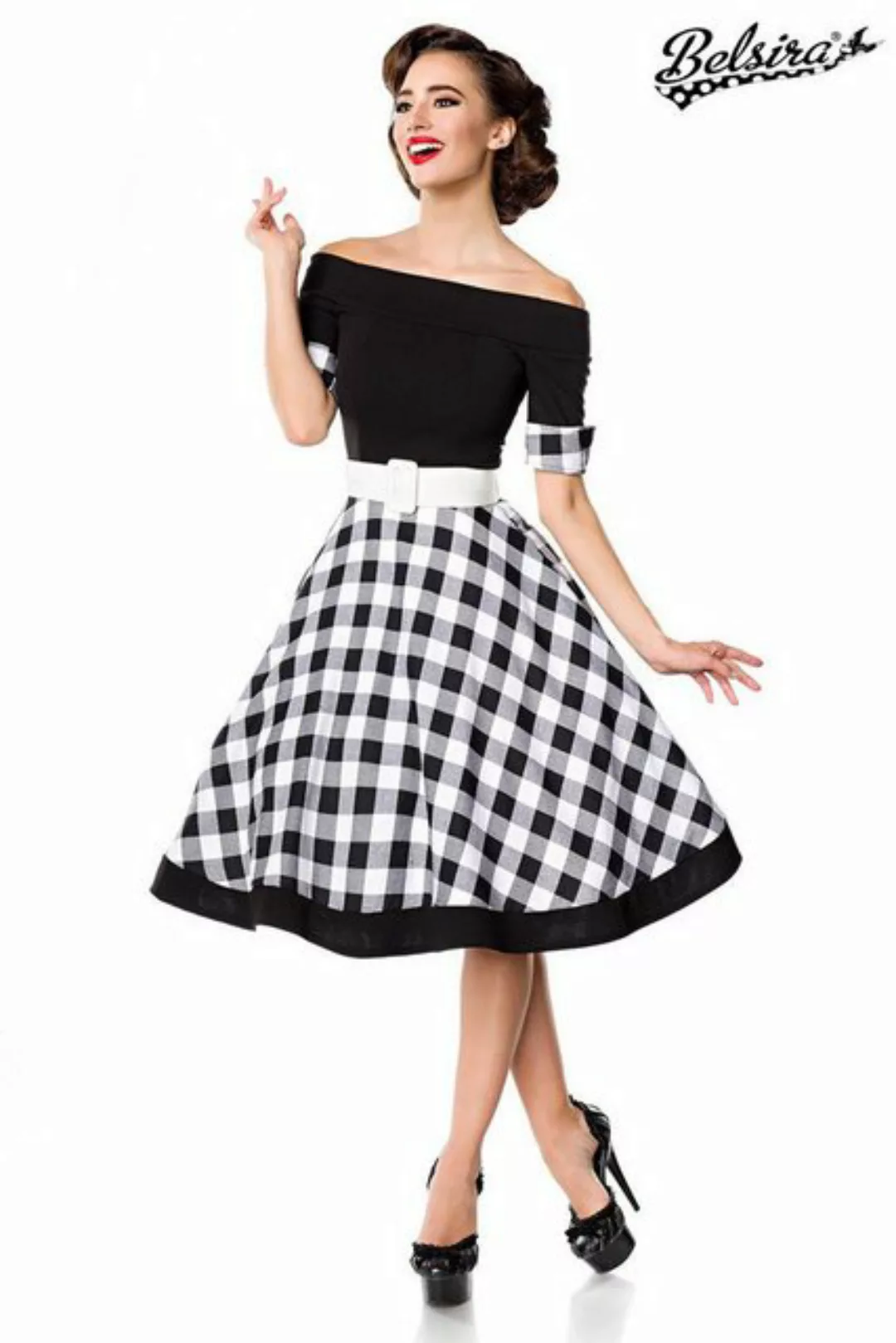 BELSIRA Trachtenkleid Belsira Schulterfreies Swing-Kleid - (2XL,3XL,L,M günstig online kaufen
