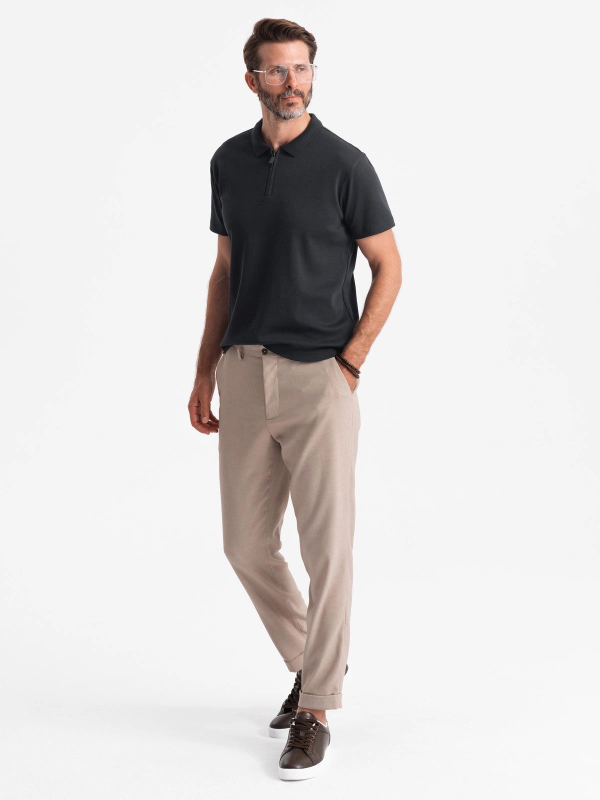 OMBRE Poloshirt Herren-Poloshirt mit Reißverschlusskragen günstig online kaufen