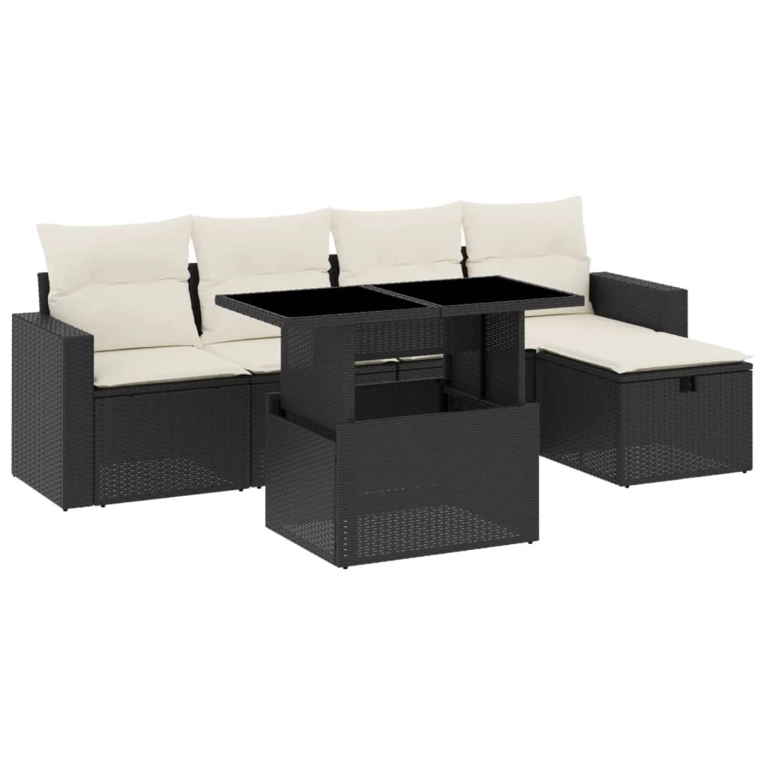 vidaXL 6-Tlg Garten-Sofagarnitur mit Kissen Schwarz Poly Rattan 3274806 günstig online kaufen