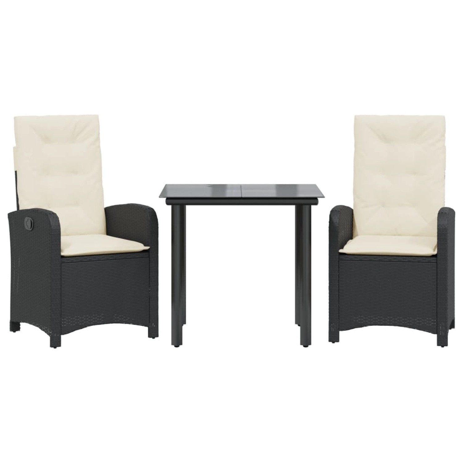 vidaXL 3-Tlg Garten-Essgruppe mit Kissen Schwarz Poly Rattan 3212300 günstig online kaufen