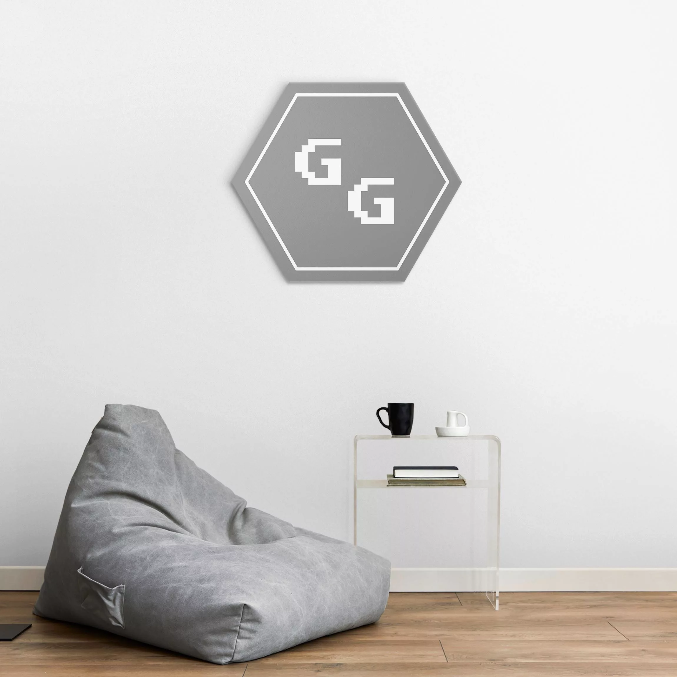 Hexagon-Alu-Dibond Bild Gaming Kürzel GG günstig online kaufen