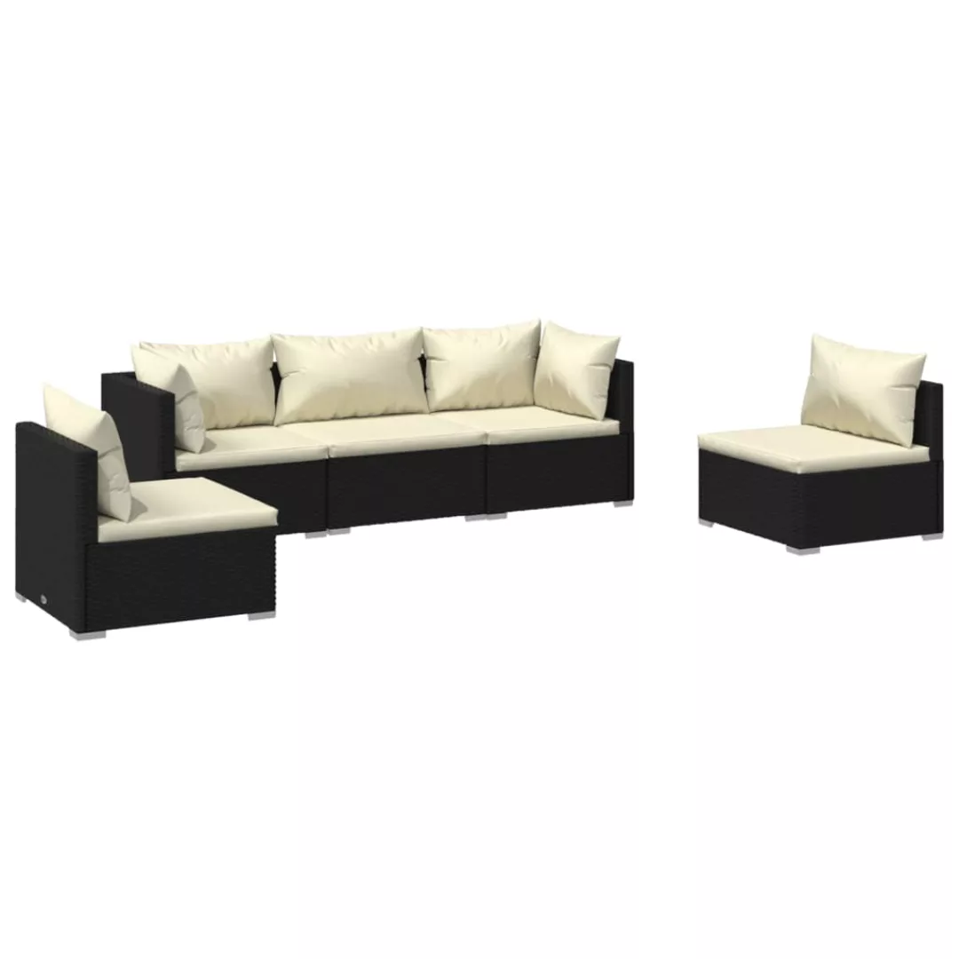 Vidaxl 5-tlg. Garten-lounge-set Mit Kissen Poly Rattan Schwarz günstig online kaufen