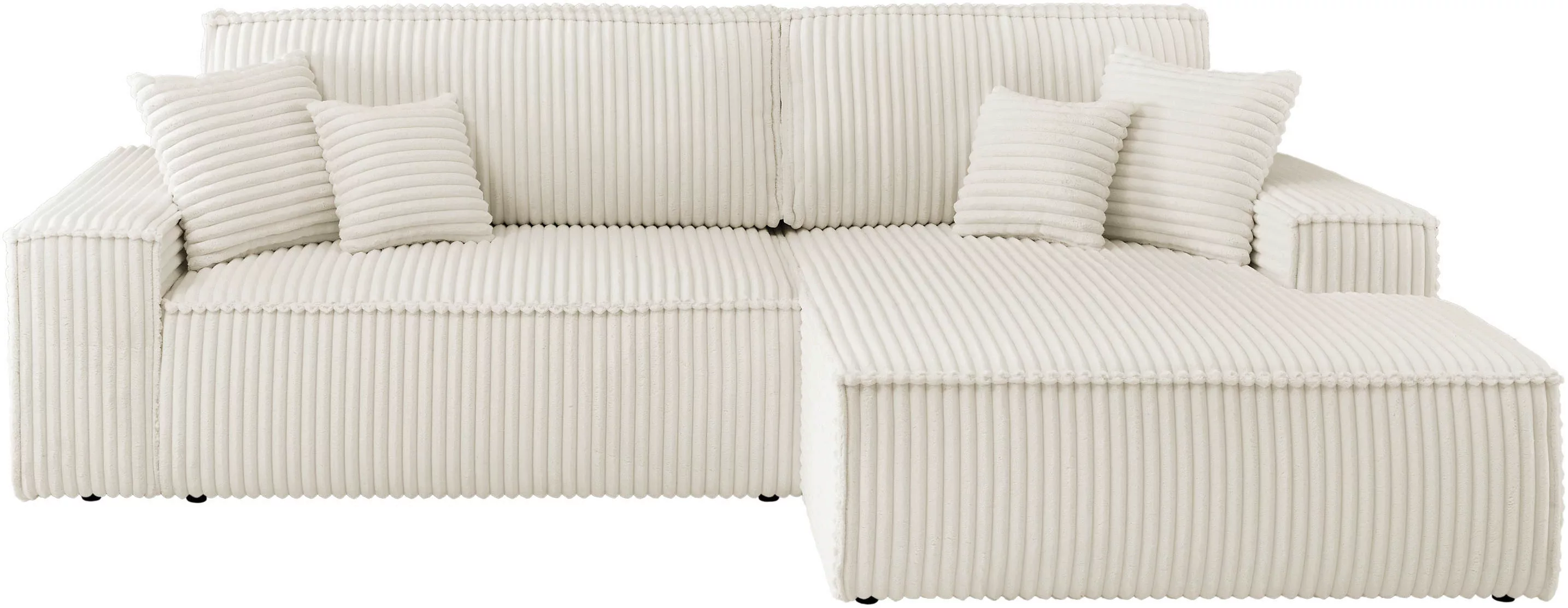 andas Ecksofa »Finnley Schlafsofa 267 cm in Bouclé, Struktur fein u. Cord, günstig online kaufen