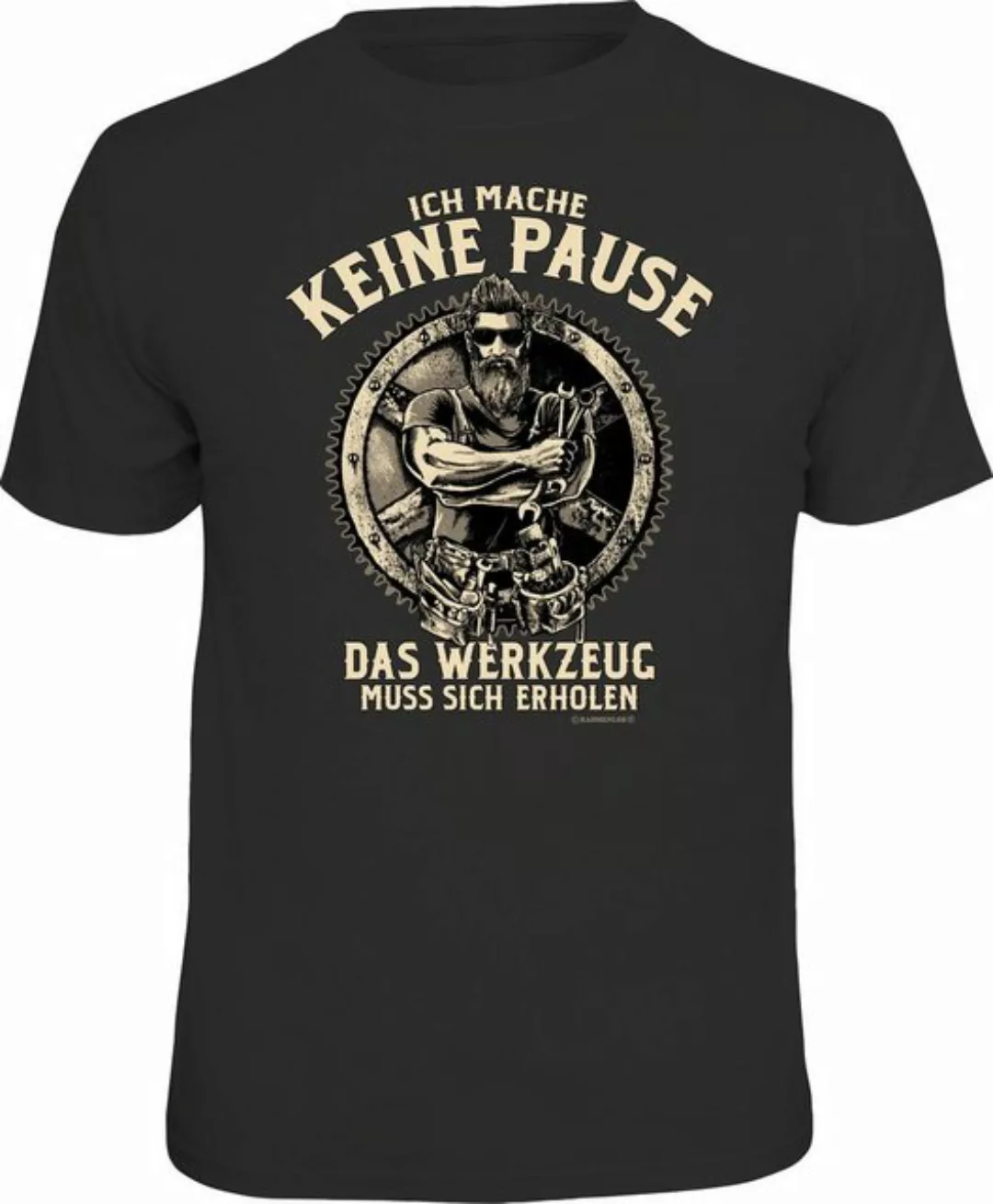 RAHMENLOS® T-Shirt für den aktiven Handwerker "Pause? Das Werkzeug muss sic günstig online kaufen