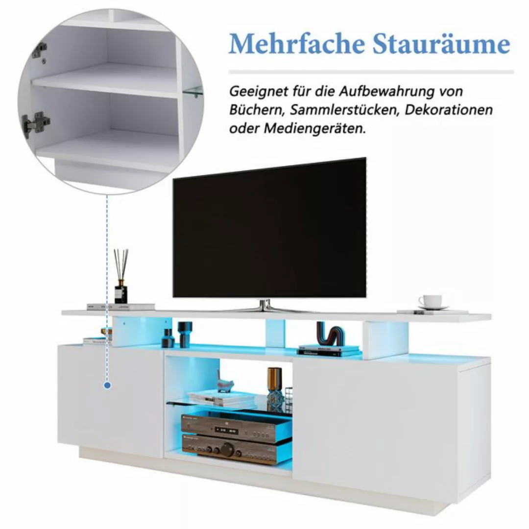 autolock TV-Schrank Moderner weißer TV-Schrank mit 16-farbiger LED-Beleucht günstig online kaufen