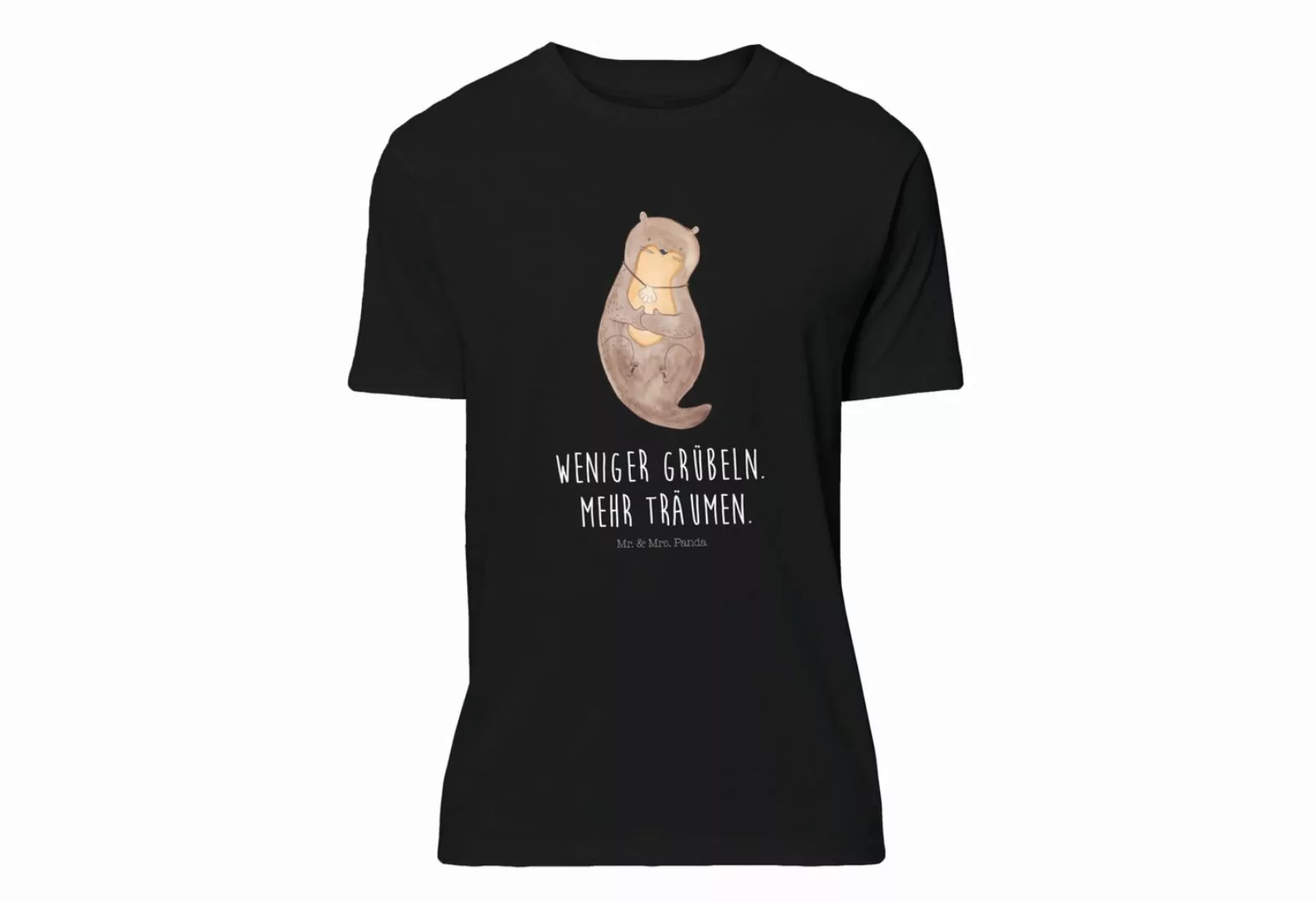 Mr. & Mrs. Panda T-Shirt Otter mit Muschelmedaillon - Schwarz - Geschenk, M günstig online kaufen