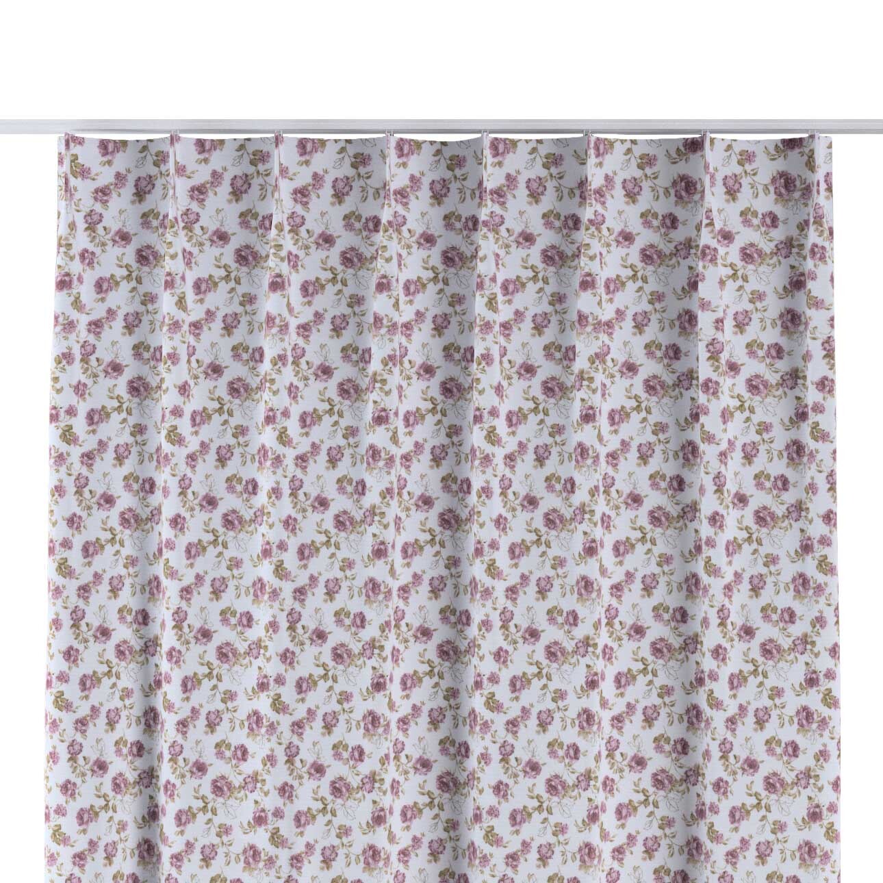 Vorhang mit flämischen 1-er Falten, weiß-rosa, Flowers (143-95) günstig online kaufen