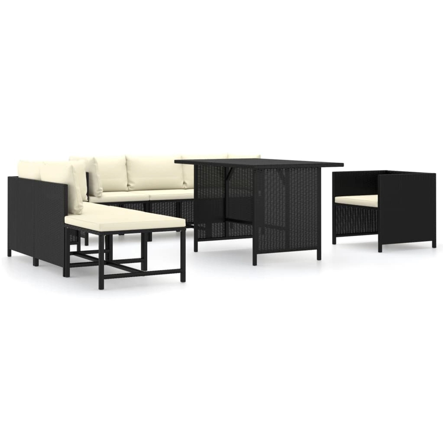 vidaXL 8-tlg Garten-Lounge-Set mit Kissen Poly Rattan Schwarz Modell 6 günstig online kaufen