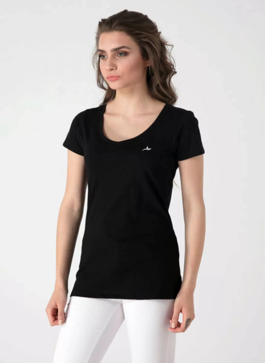 Basic T-shirt Aus Bio Baumwolle Mit V-ausschnitt günstig online kaufen