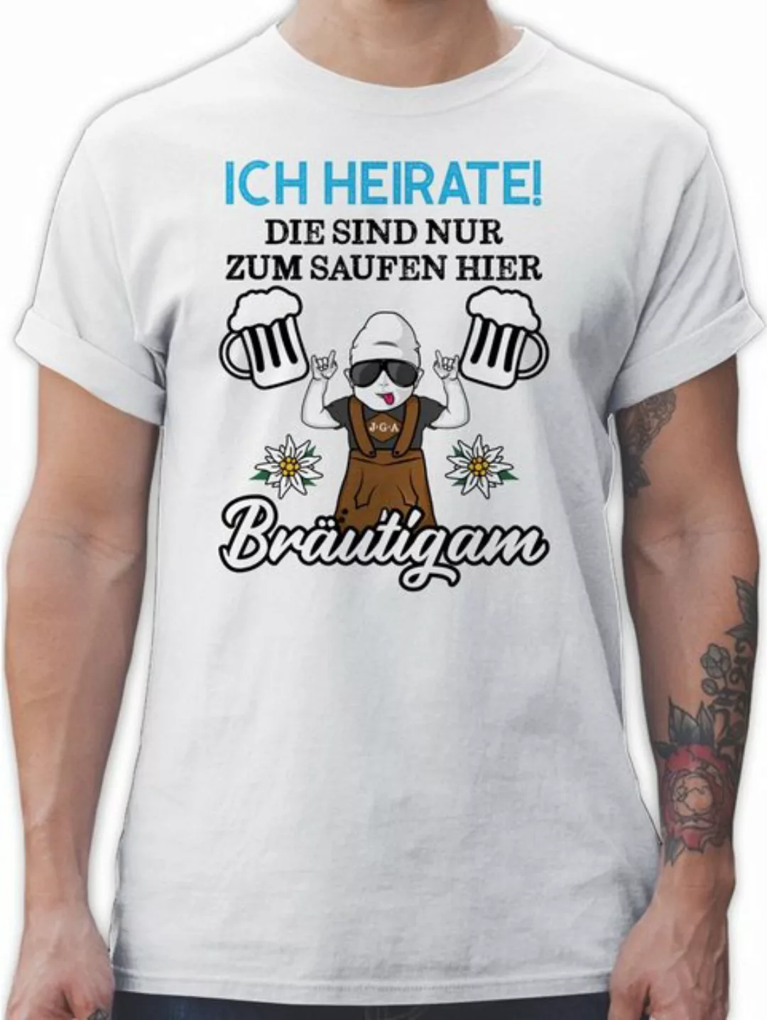 Shirtracer T-Shirt Ich heirate die sind nur zum saufen hier - Bräutigam - S günstig online kaufen