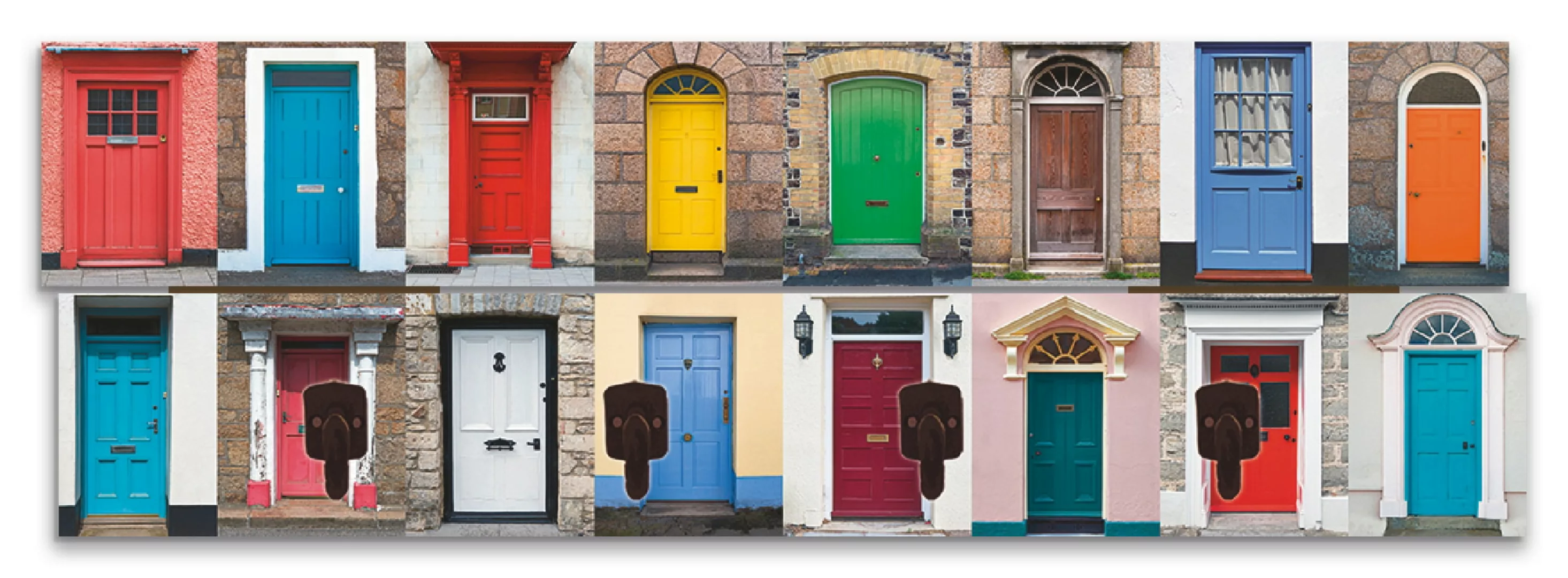 Artland Garderobenleiste "Fotocollage von 32 bunten Haustüren" günstig online kaufen