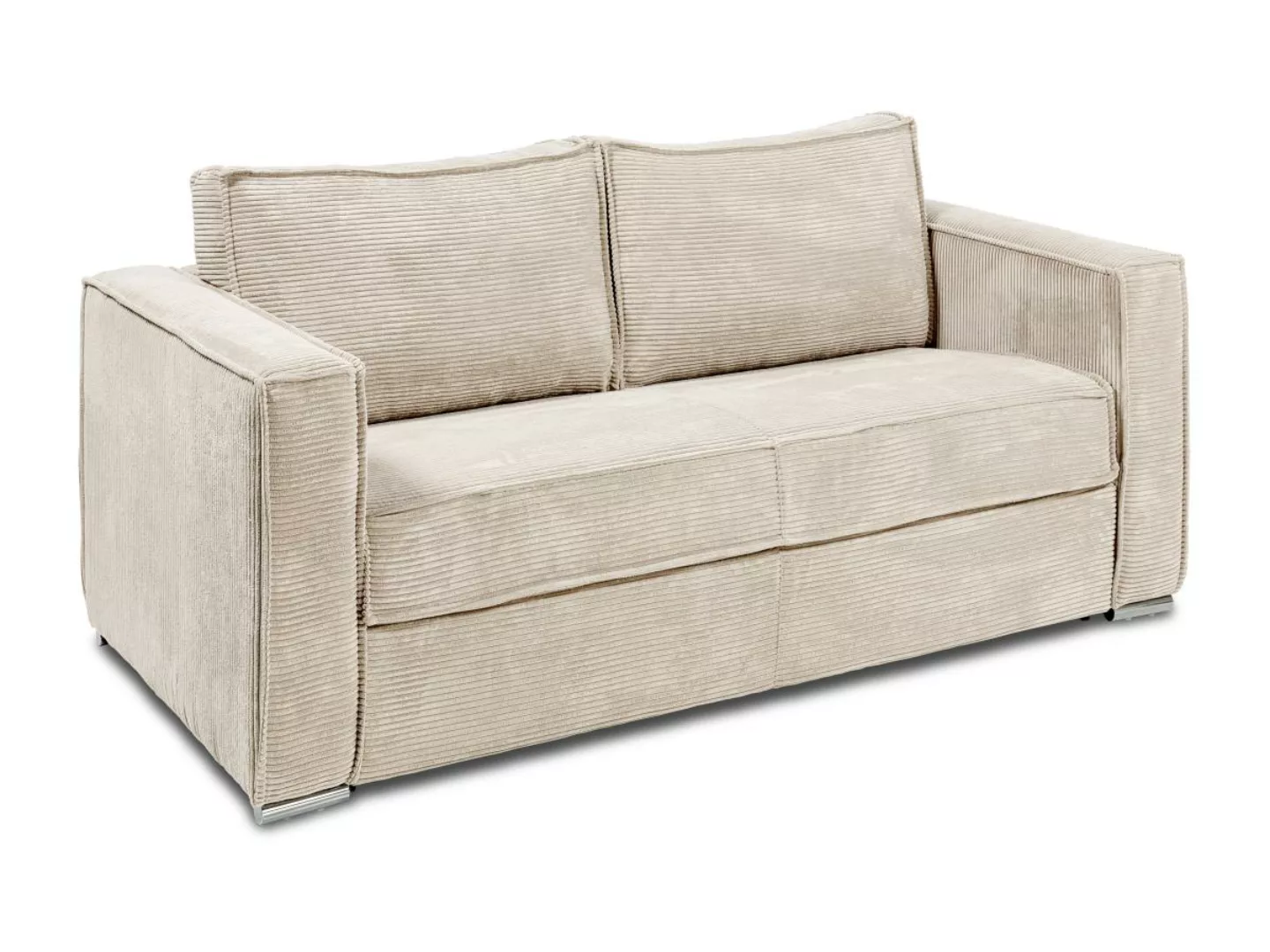 Schlafsofa mit Matratze 4-Sitzer - Cord - Beige - Liegefläche mit Lattenros günstig online kaufen