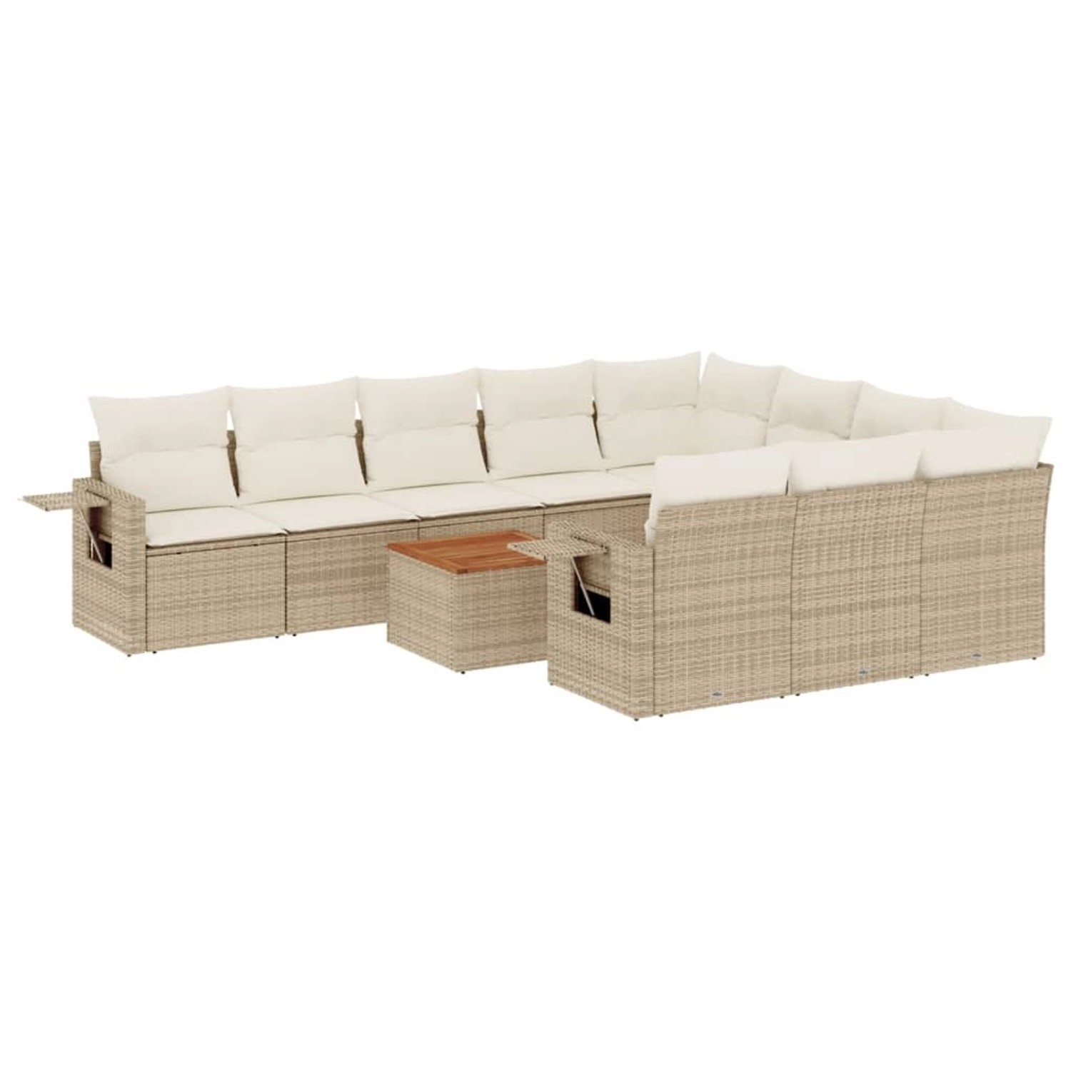 vidaXL 11-Tlg Garten-Sofagarnitur mit Kissen Beige Poly Rattan 3257073 günstig online kaufen