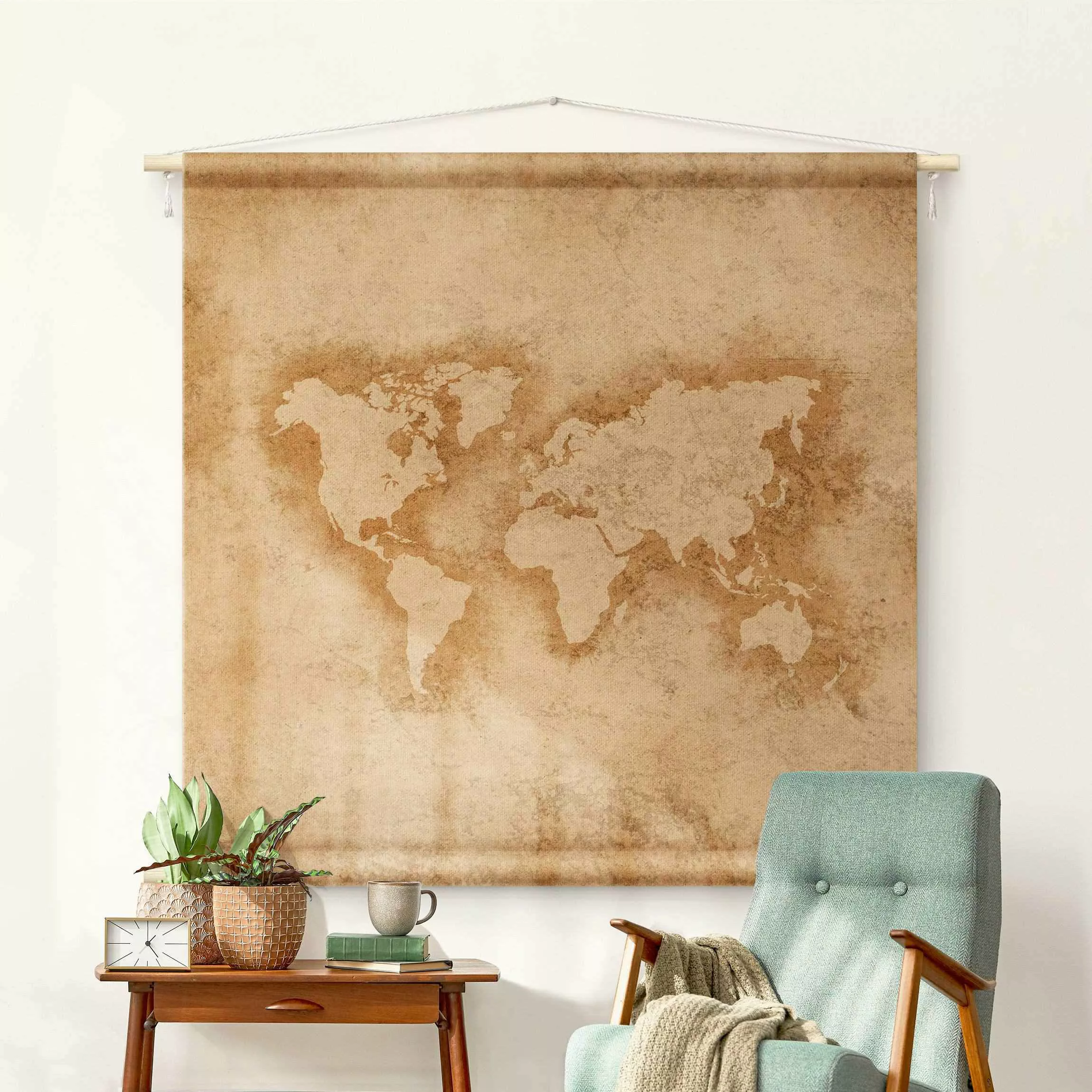 Wandteppich Antike Weltkarte günstig online kaufen