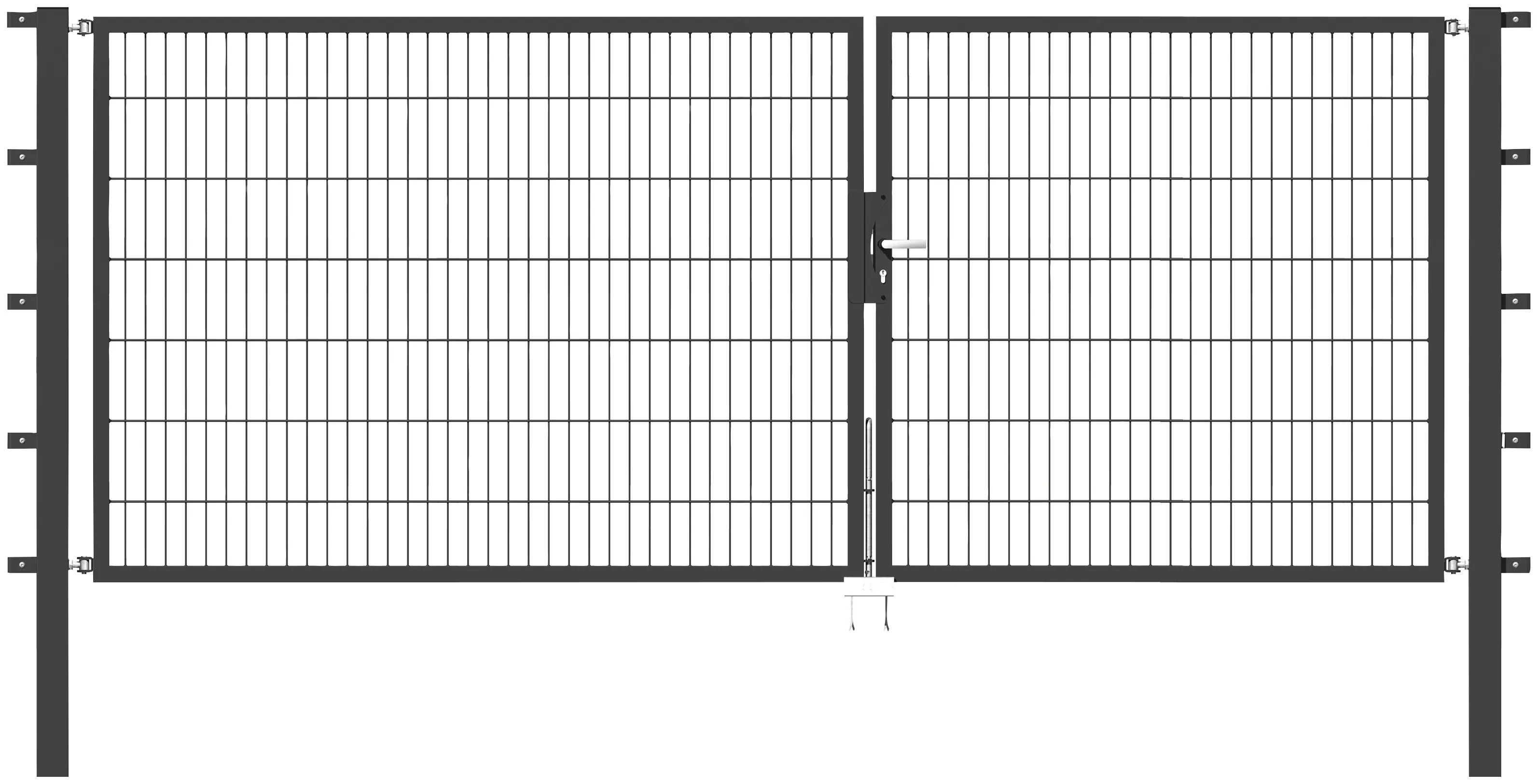 Metallzaun Doppeltor für Doppelstabmatte Anthrazit z. Einbeton. 140 cm x 35 günstig online kaufen