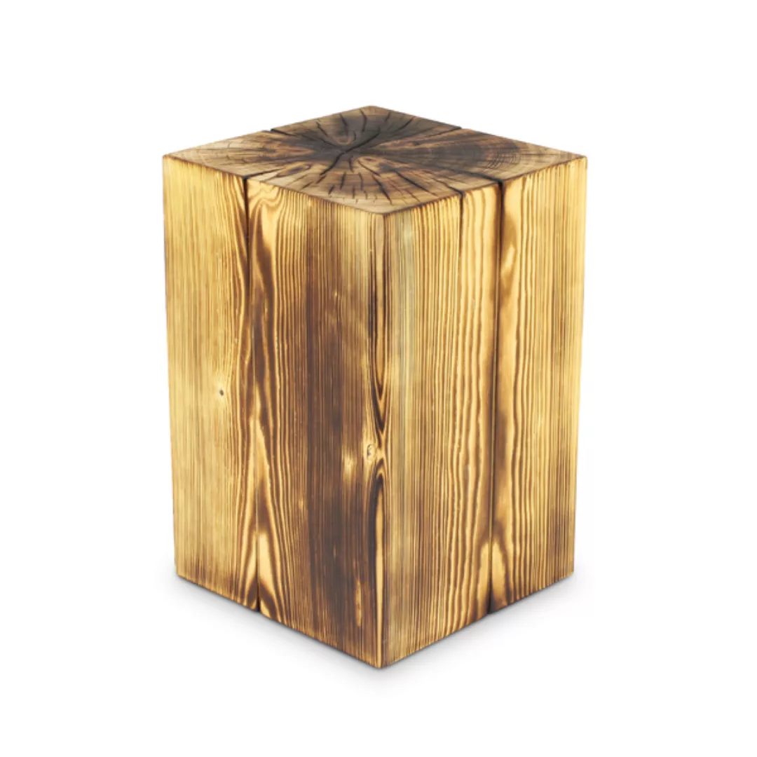 Holzblock 30x30cm Fichte Teilgeflammt Massivholz Beistelltisch günstig online kaufen