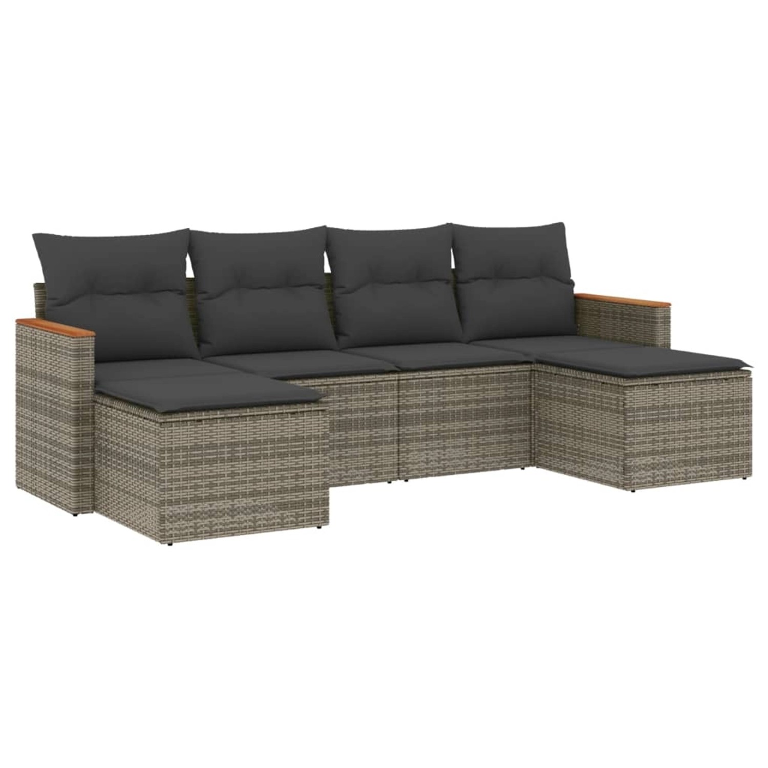 vidaXL 6-tlg Garten-Sofagarnitur mit Kissen Grau Poly Rattan Modell 140 günstig online kaufen