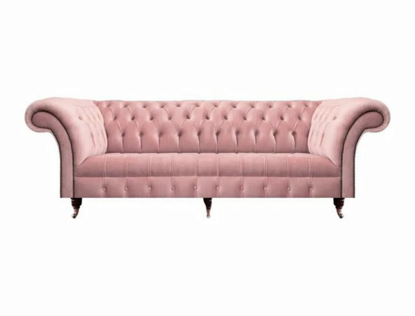 JVmoebel Chesterfield-Sofa Polstermöbel Sofa Dreisitze Neu Textil Rosa Einr günstig online kaufen