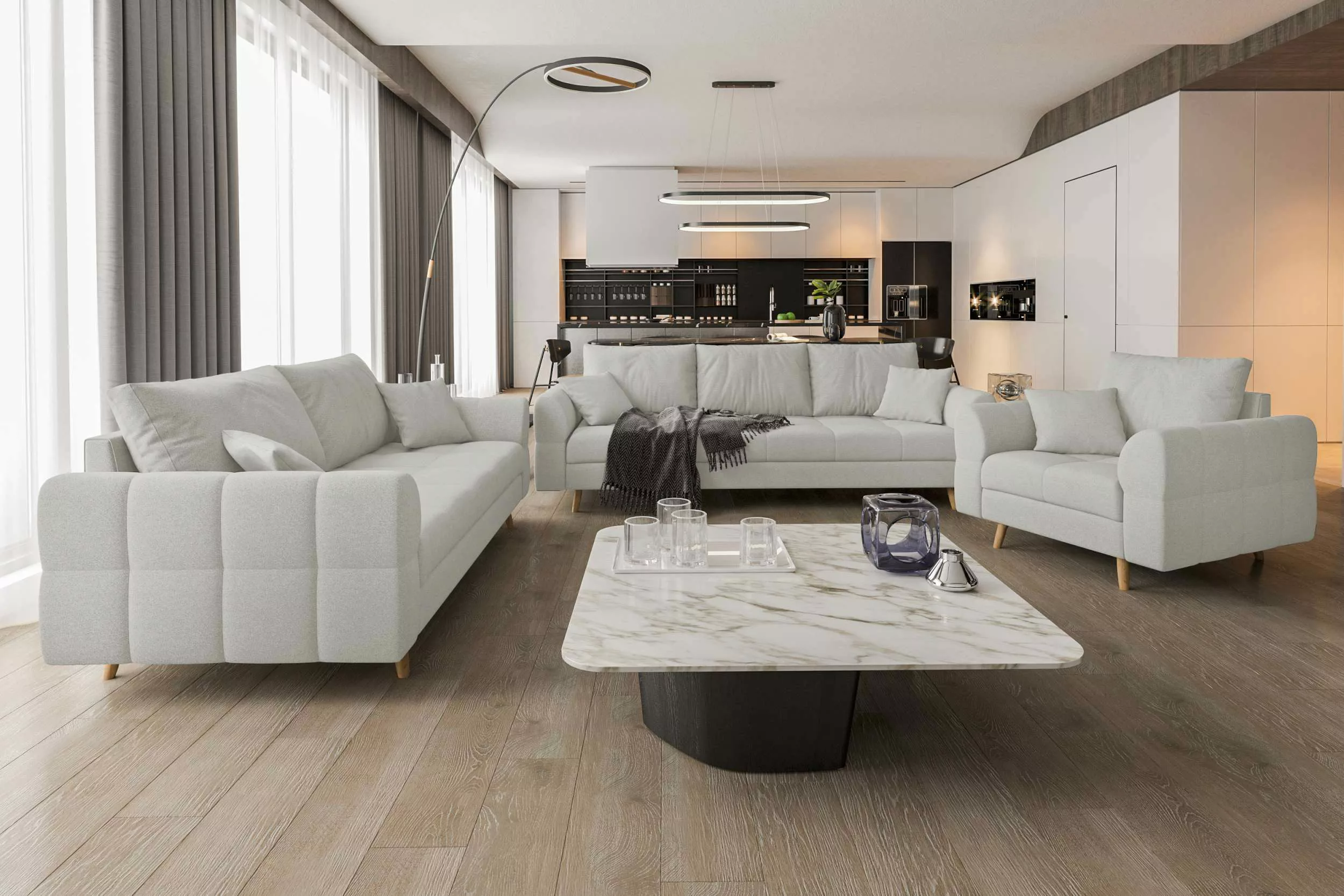 99rooms Polstergarnitur Bello, (Couchgarnitur, Set (3-tlg), günstig online kaufen