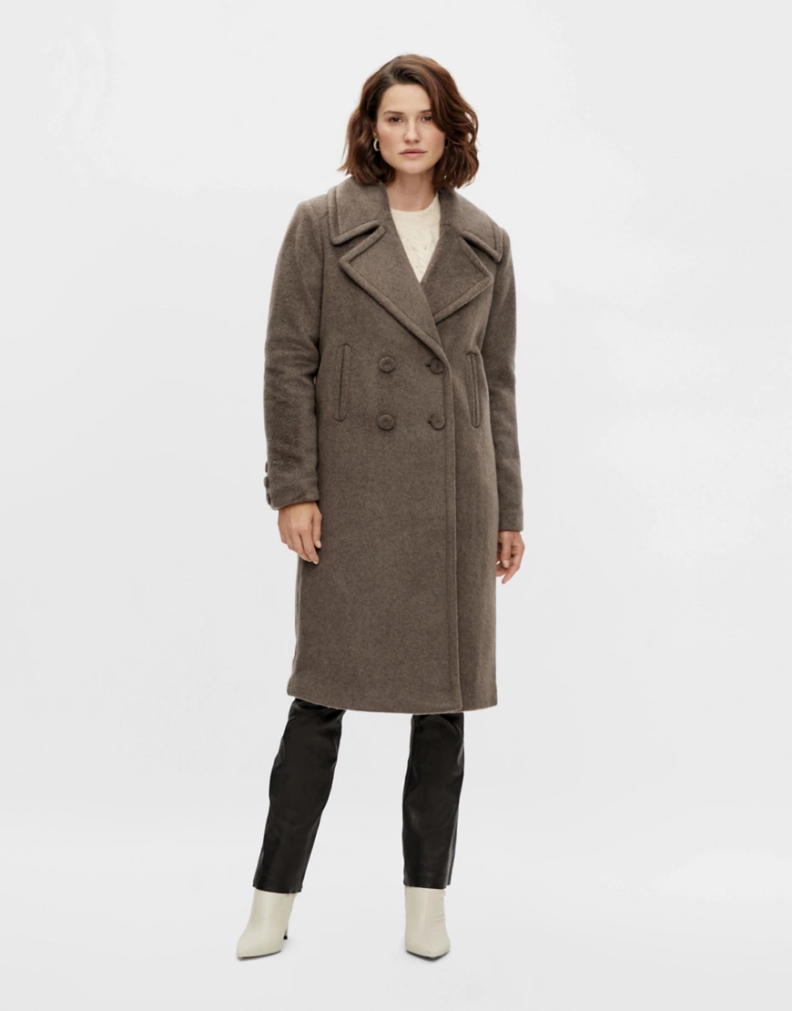 Y.A.S – Zweireihiger Mantel in Braun günstig online kaufen
